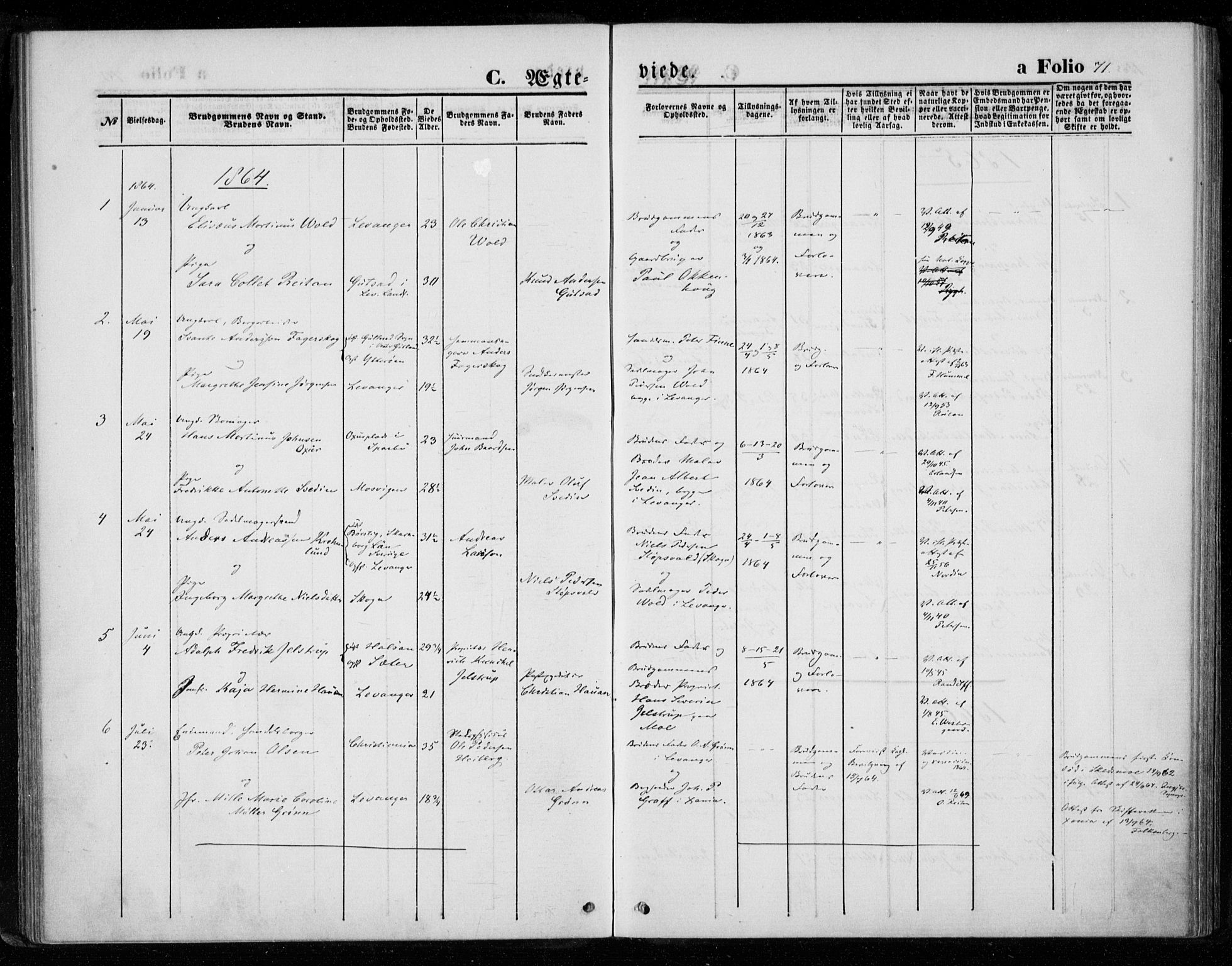 Ministerialprotokoller, klokkerbøker og fødselsregistre - Nord-Trøndelag, SAT/A-1458/720/L0186: Parish register (official) no. 720A03, 1864-1874, p. 71