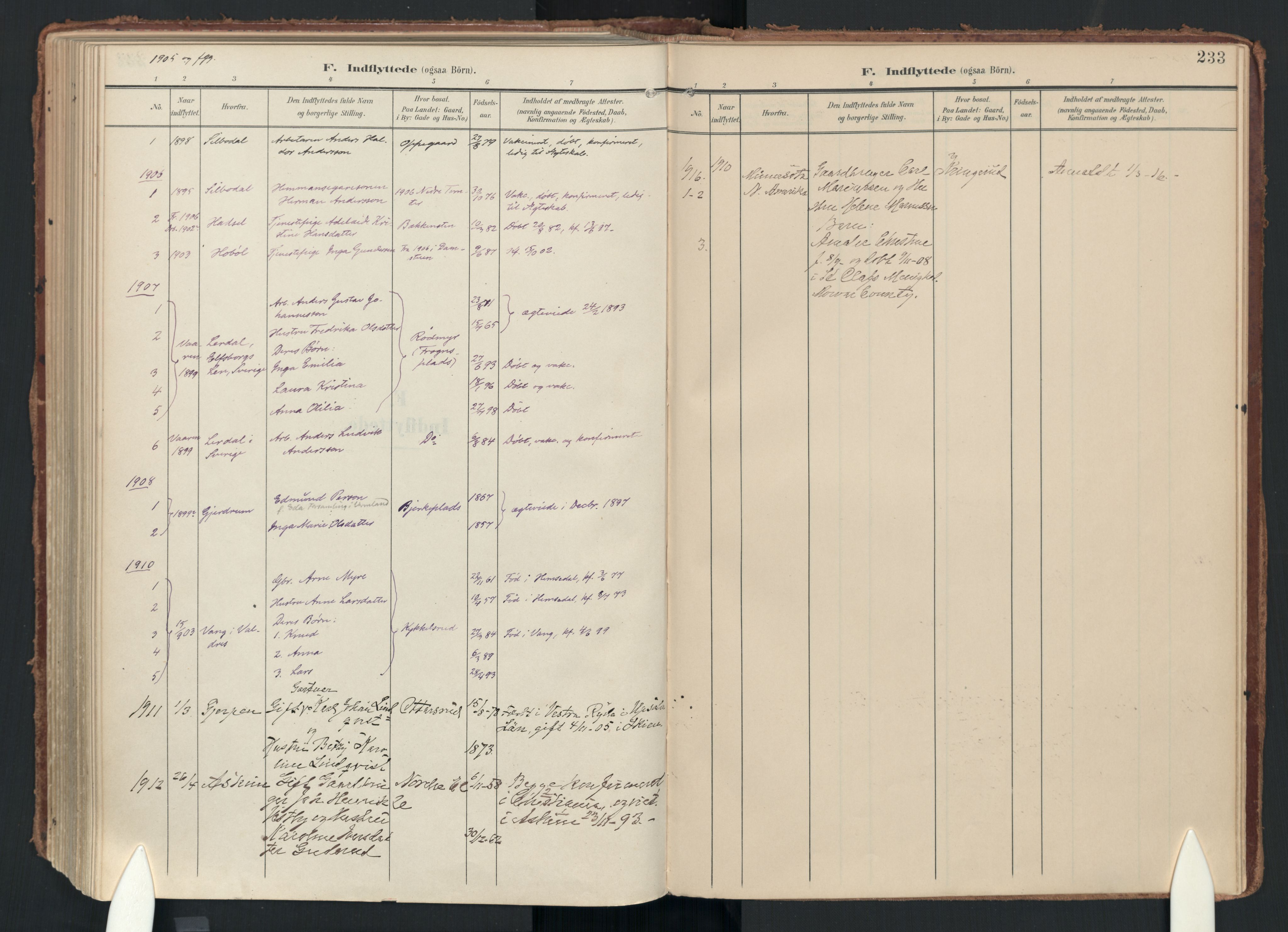 Drøbak prestekontor Kirkebøker, SAO/A-10142a/F/Fc/L0003: Parish register (official) no. III 3, 1901-1920, p. 233