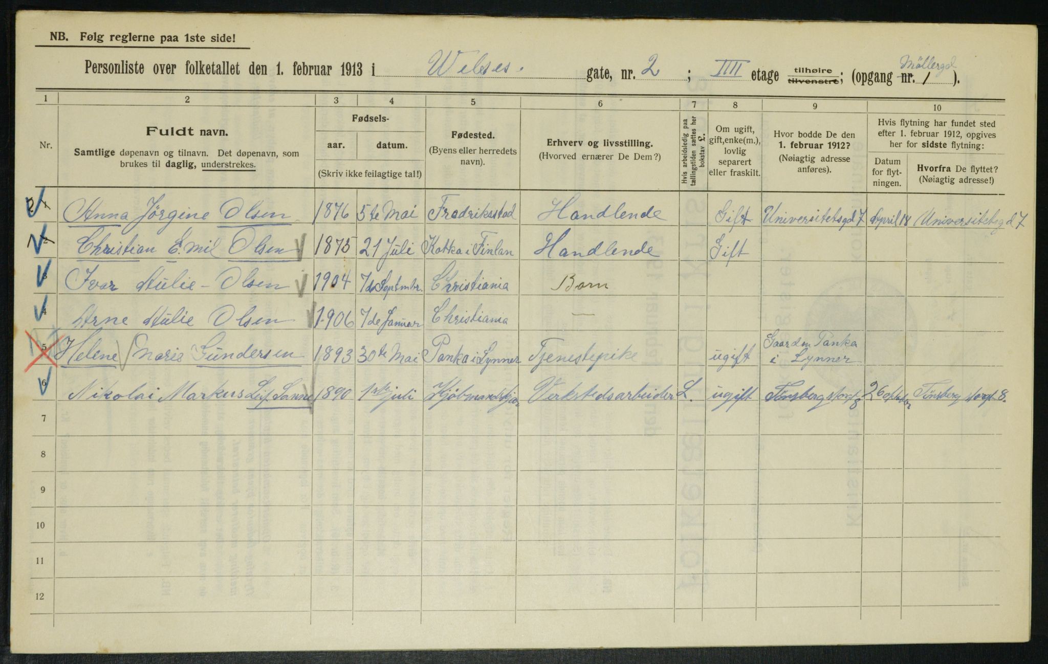 OBA, Municipal Census 1913 for Kristiania, 1913, p. 128161