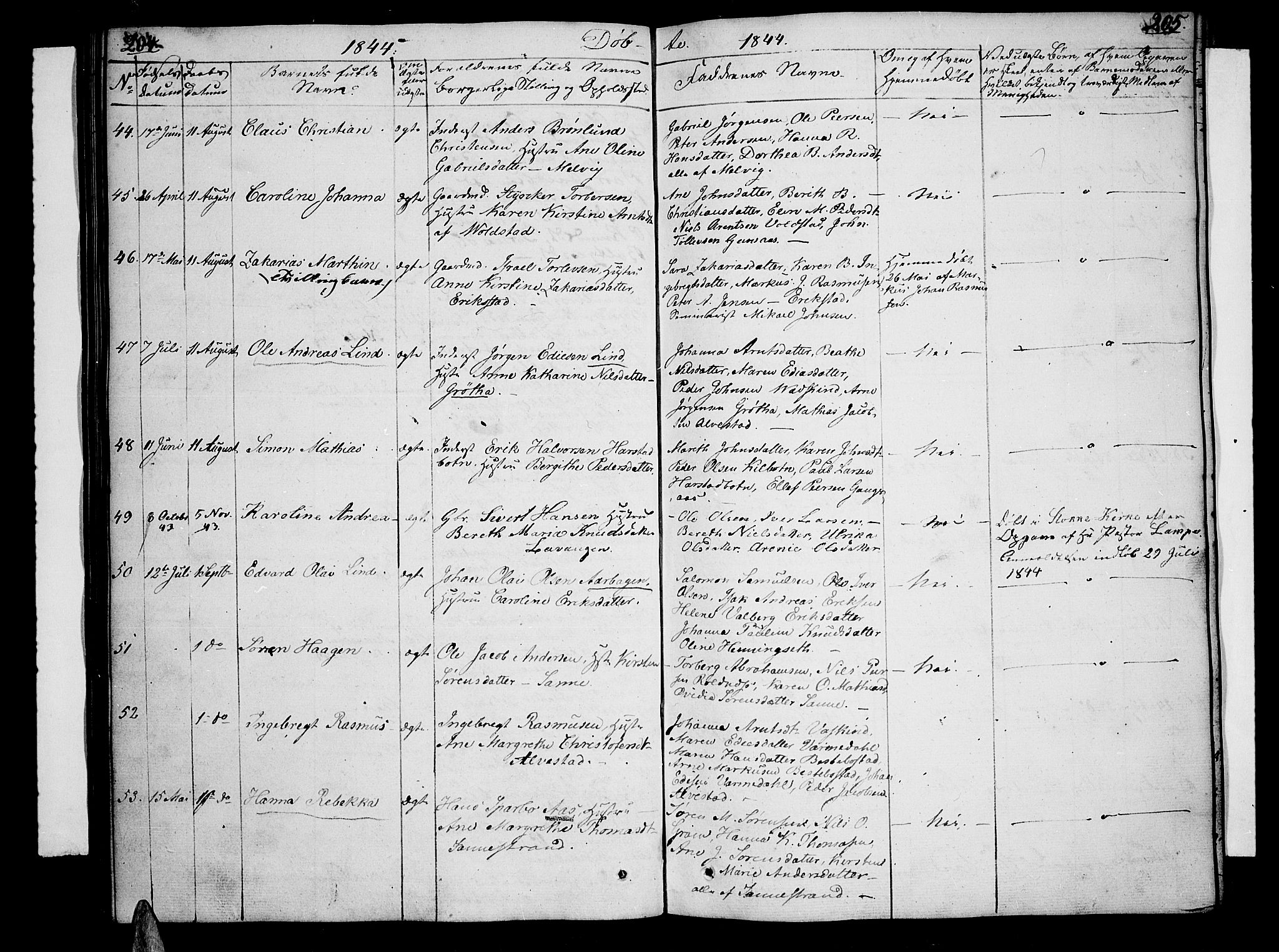 Trondenes sokneprestkontor, AV/SATØ-S-1319/H/Hb/L0005klokker: Parish register (copy) no. 5, 1834-1845, p. 204-205