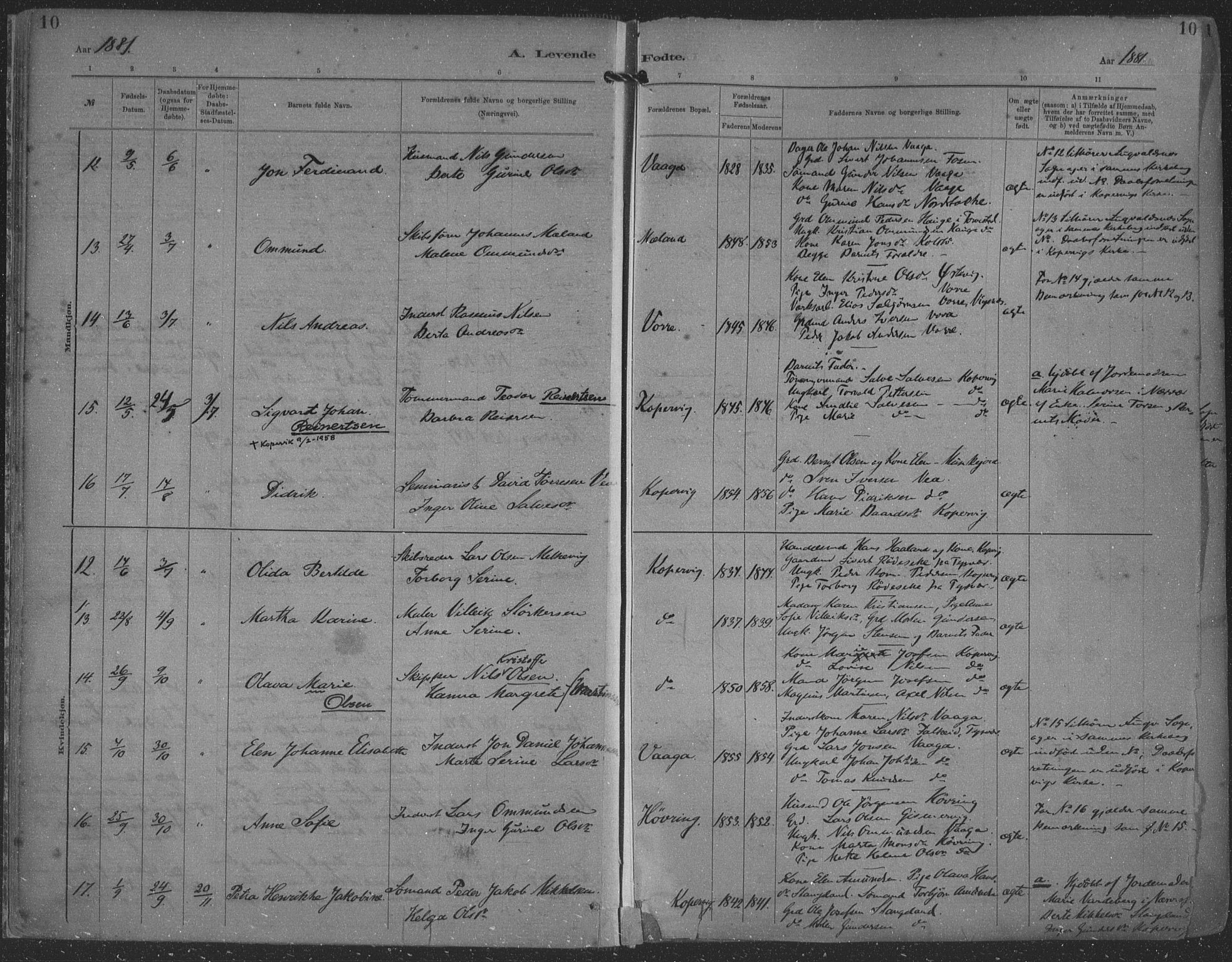 Kopervik sokneprestkontor, AV/SAST-A-101850/H/Ha/Haa/L0001: Parish register (official) no. A 1, 1880-1919, p. 10