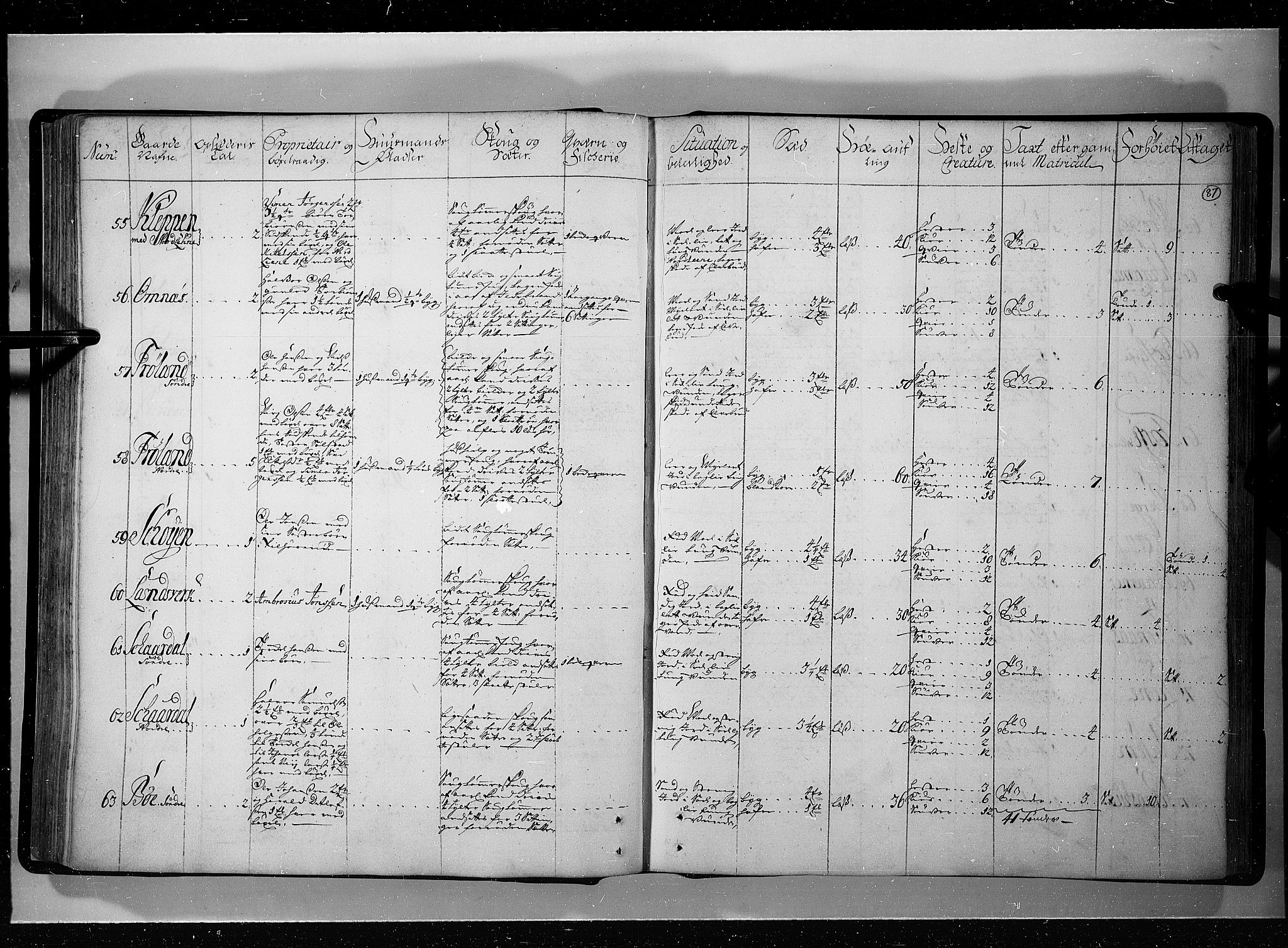 Rentekammeret inntil 1814, Realistisk ordnet avdeling, AV/RA-EA-4070/N/Nb/Nbf/L0121: Øvre og Nedre Telemark eksaminasjonsprotokoll, 1723, p. 86b-87a