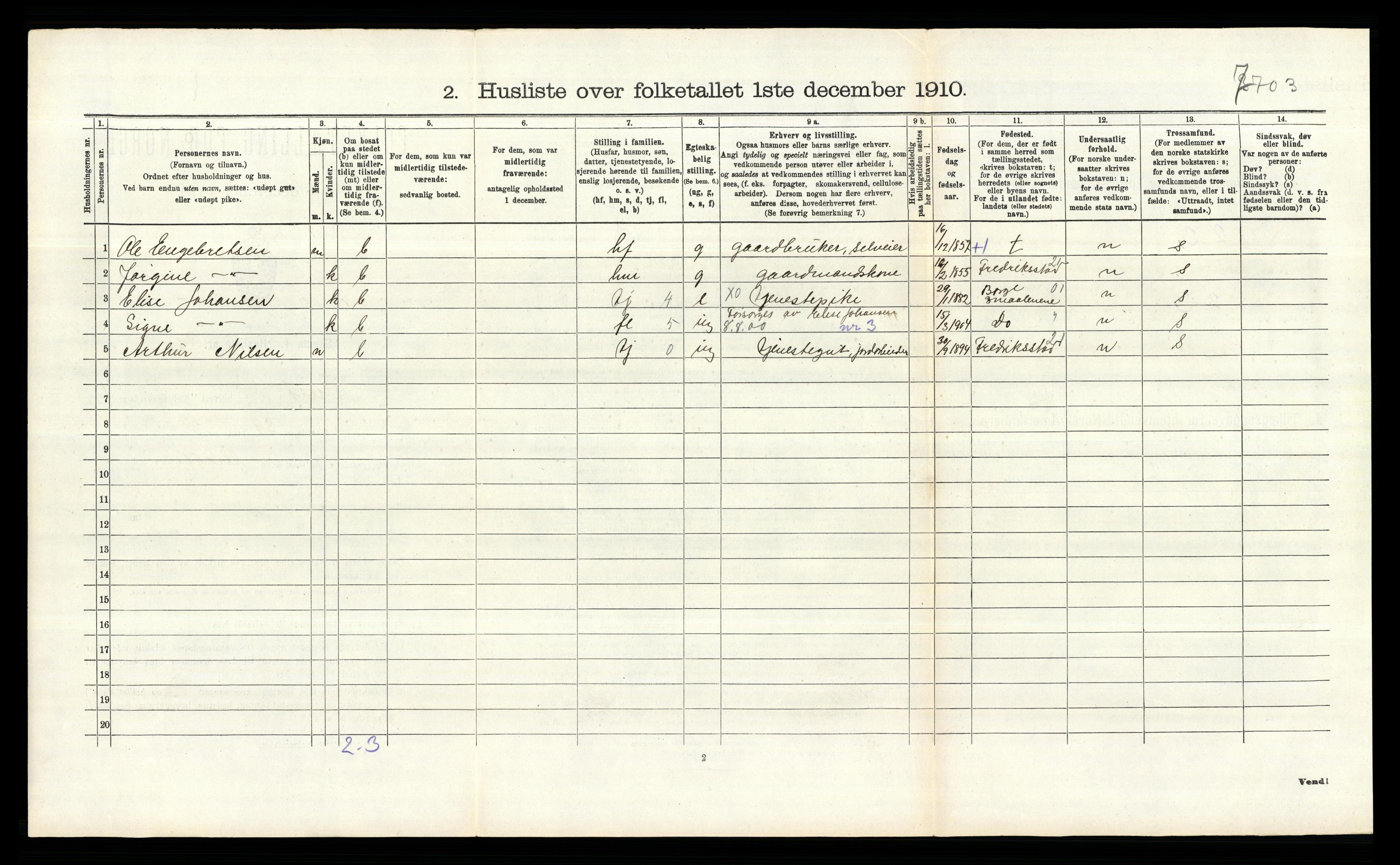 RA, 1910 census for Onsøy, 1910, p. 260