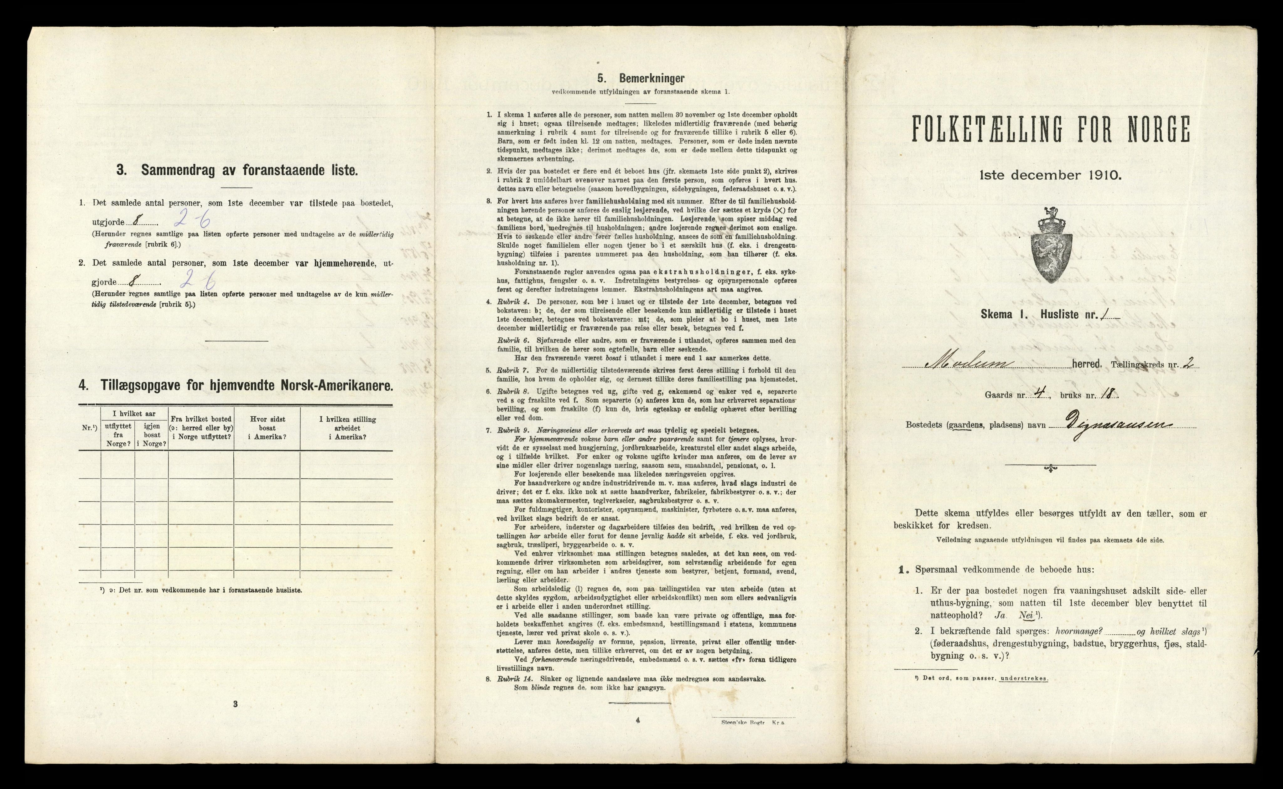 RA, 1910 census for Modum, 1910, p. 136