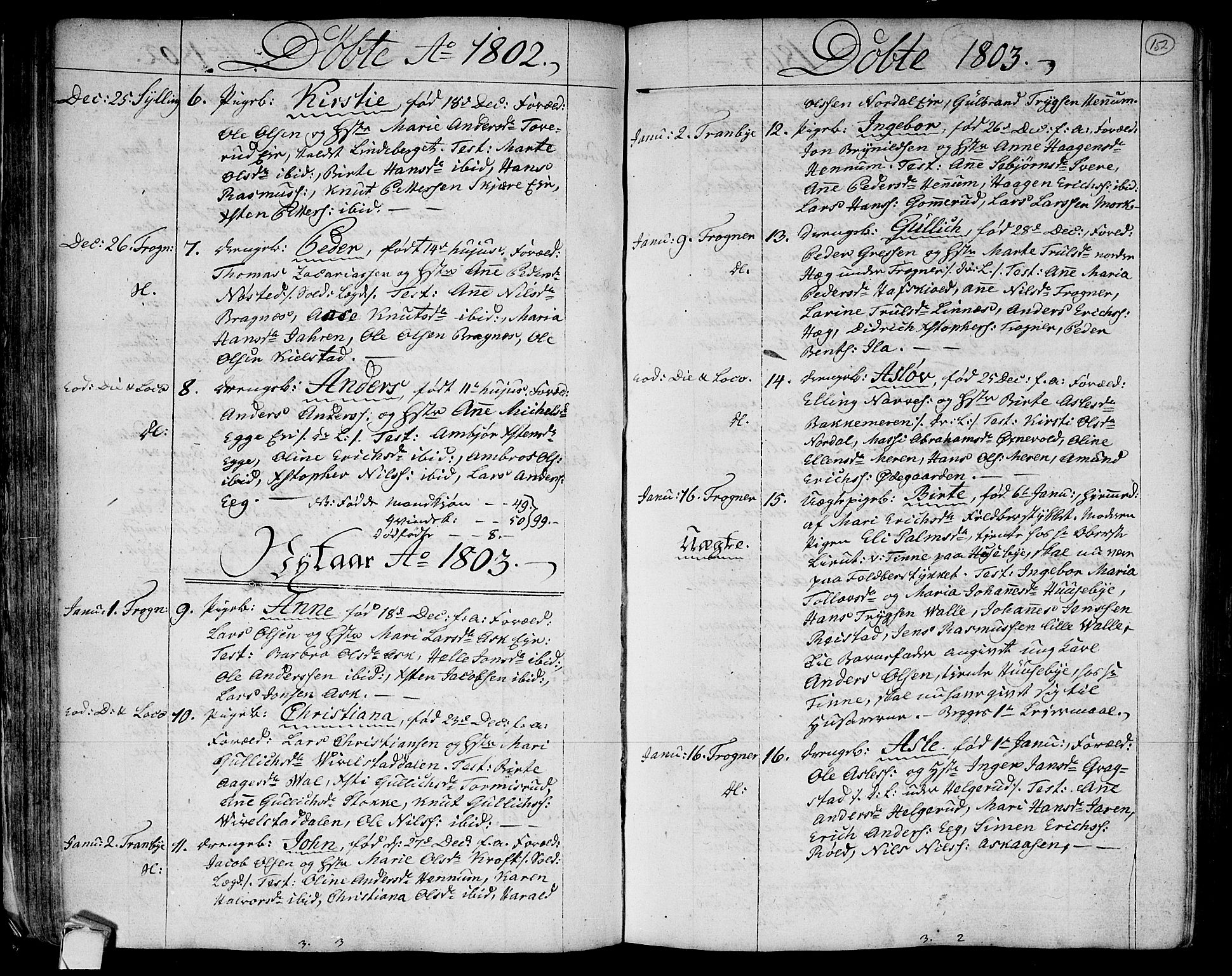 Lier kirkebøker, SAKO/A-230/F/Fa/L0007: Parish register (official) no. I 7, 1794-1813, p. 152