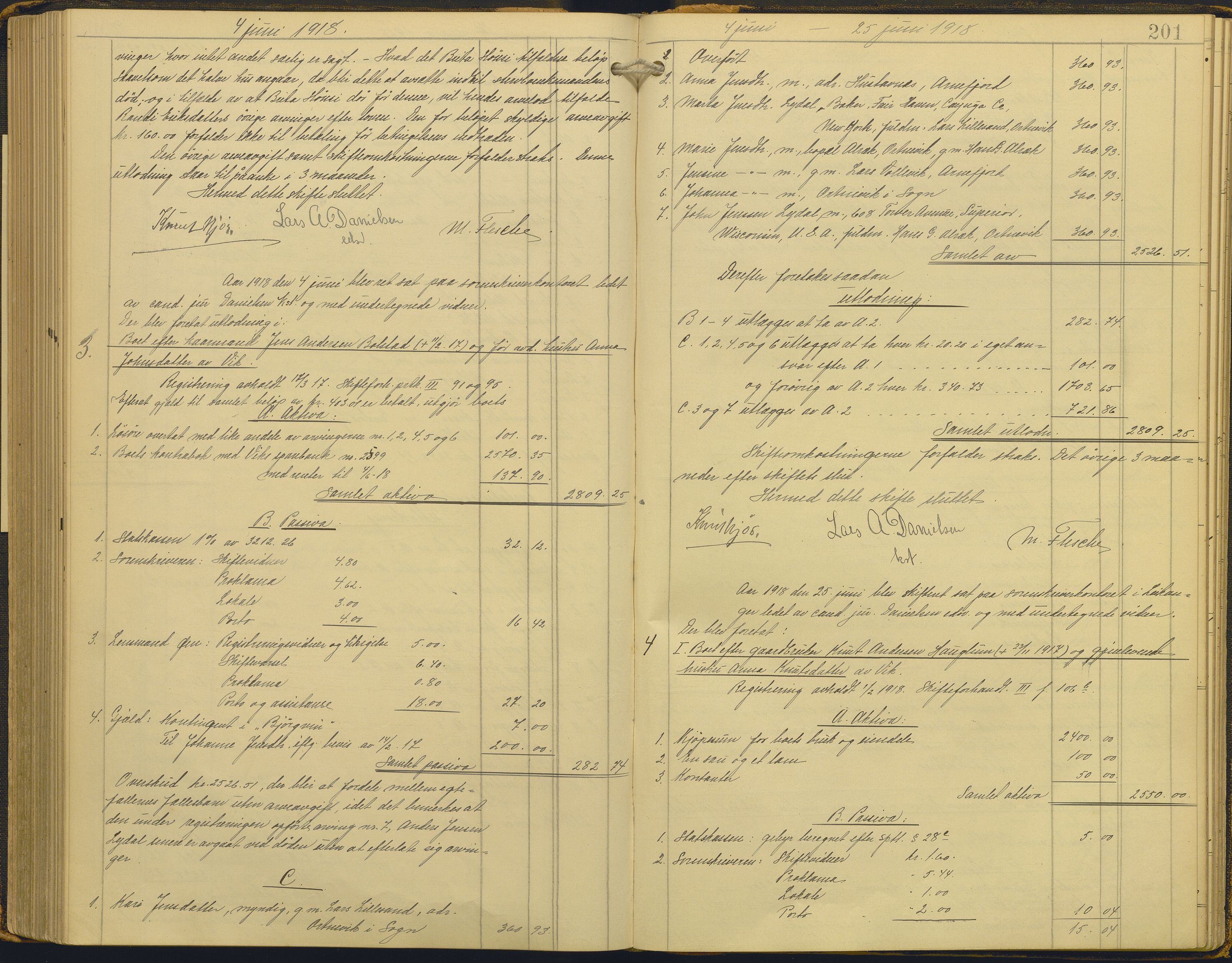 Ytre Sogn tingrett, AV/SAB-A-2601/1/H/Hc/L0006: Skifteutlodningsprotokoll, 1911-1919, p. 200b-201a