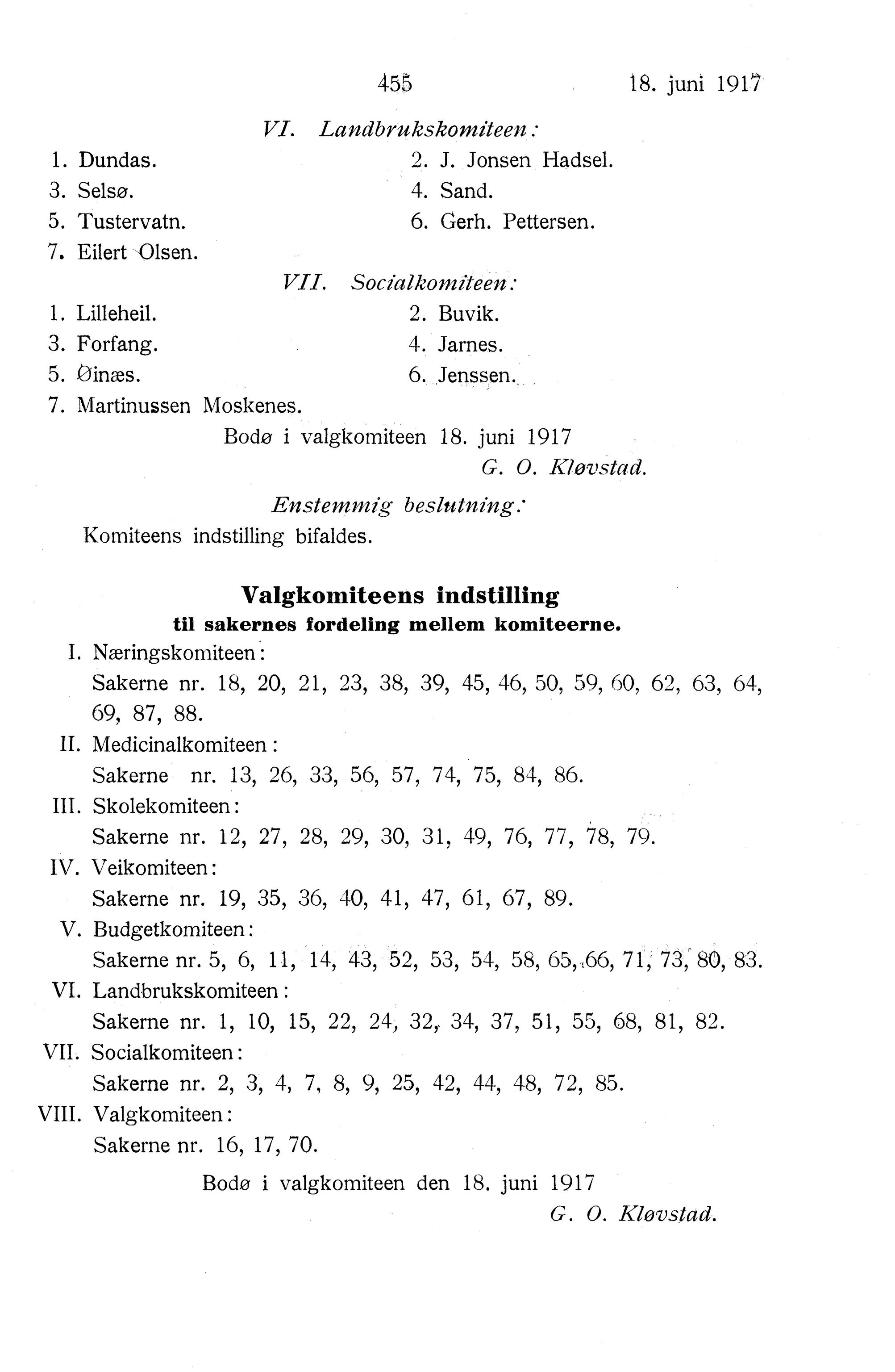 Nordland Fylkeskommune. Fylkestinget, AIN/NFK-17/176/A/Ac/L0040: Fylkestingsforhandlinger 1917, 1917