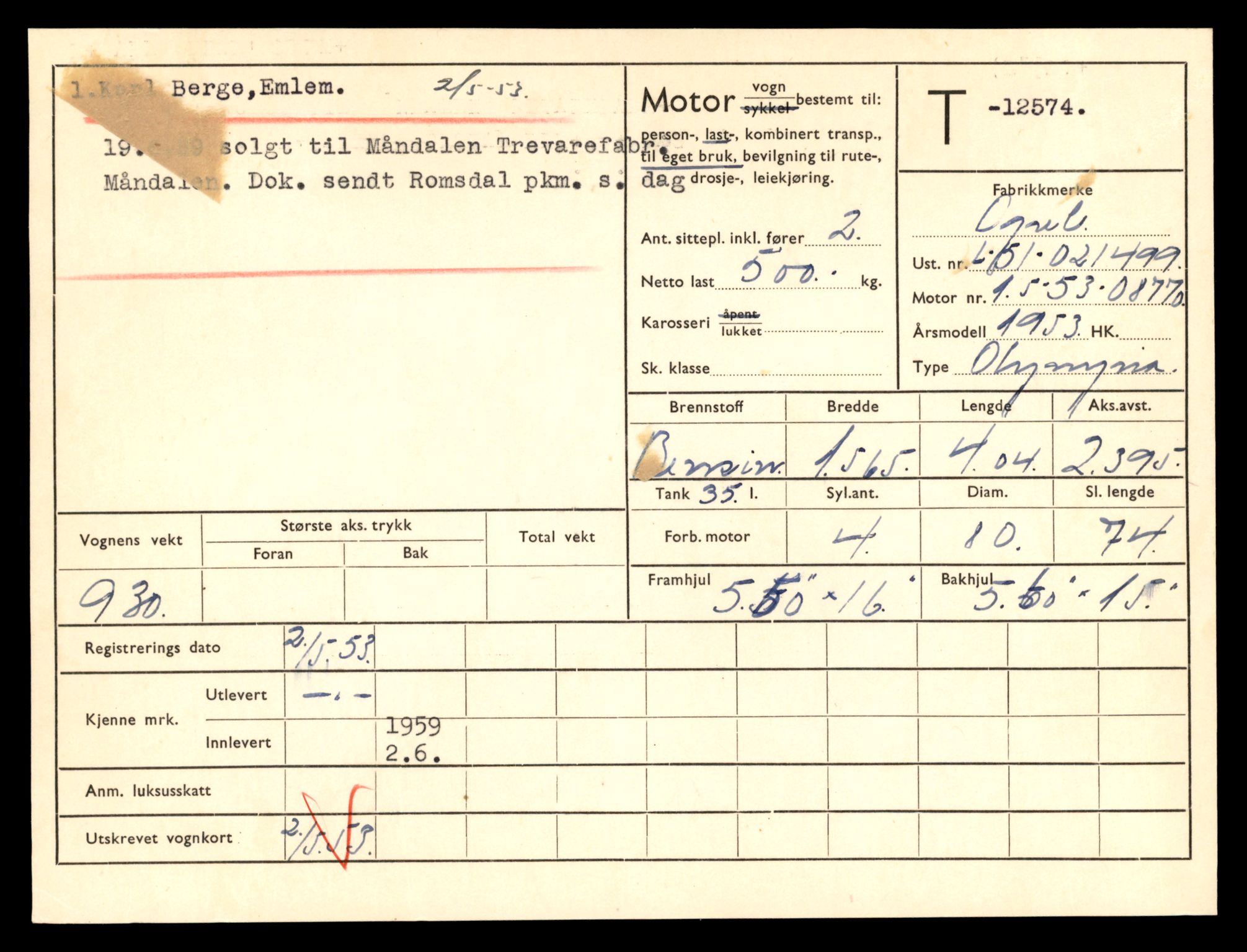 Møre og Romsdal vegkontor - Ålesund trafikkstasjon, AV/SAT-A-4099/F/Fe/L0034: Registreringskort for kjøretøy T 12500 - T 12652, 1927-1998, p. 1416