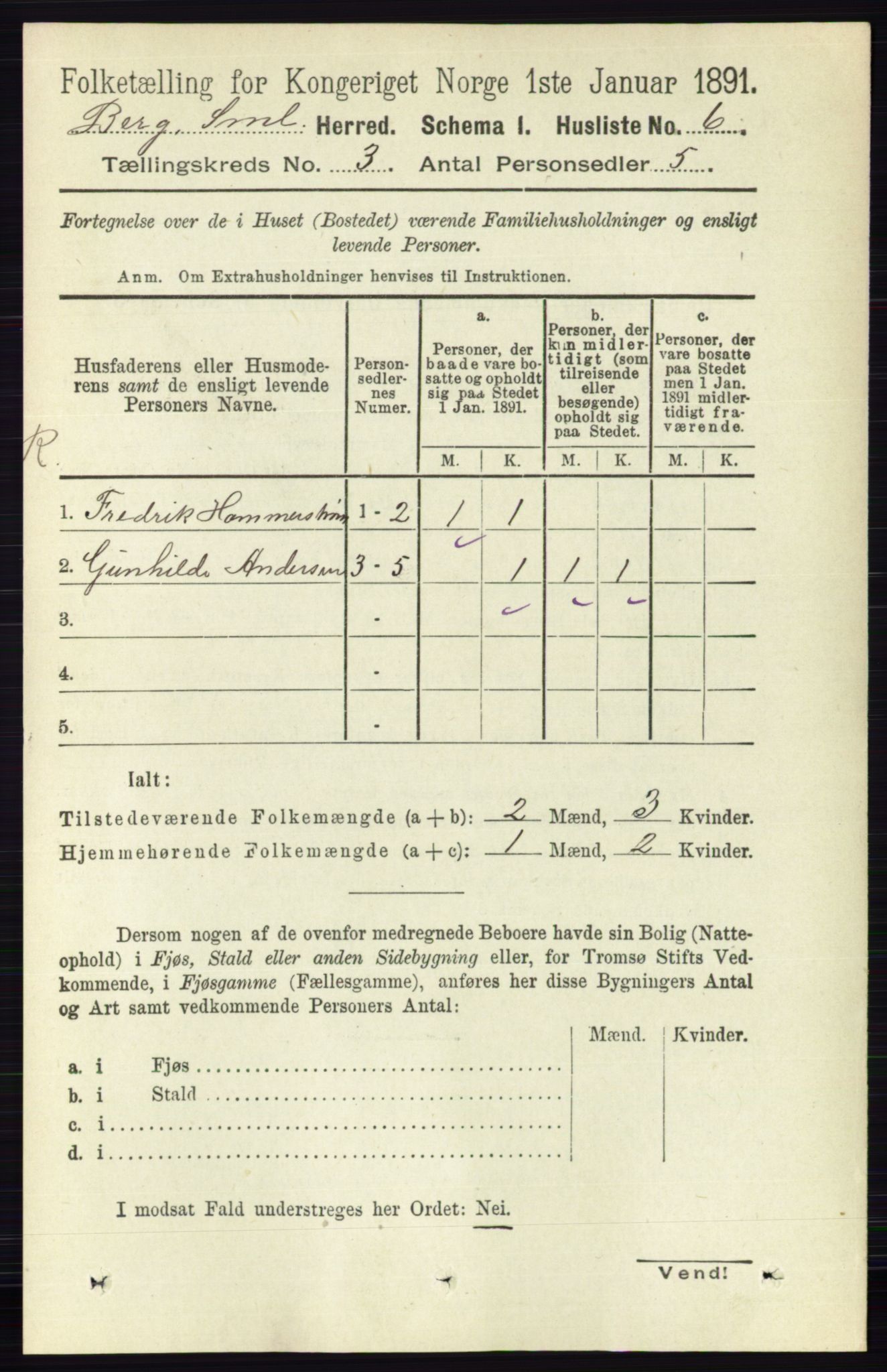 RA, 1891 census for 0116 Berg, 1891, p. 1756