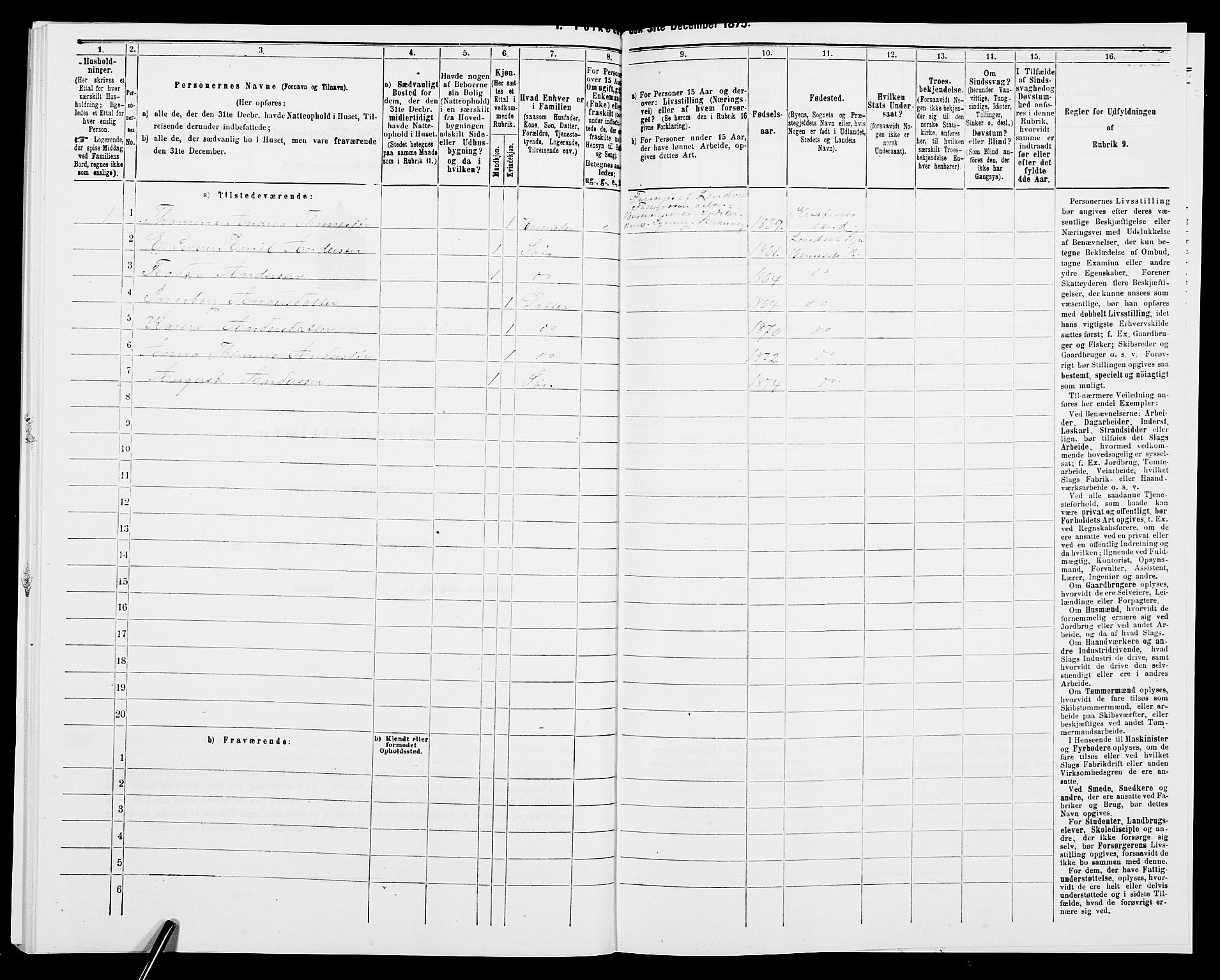 SAK, 1875 census for 0924P Homedal, 1875, p. 626
