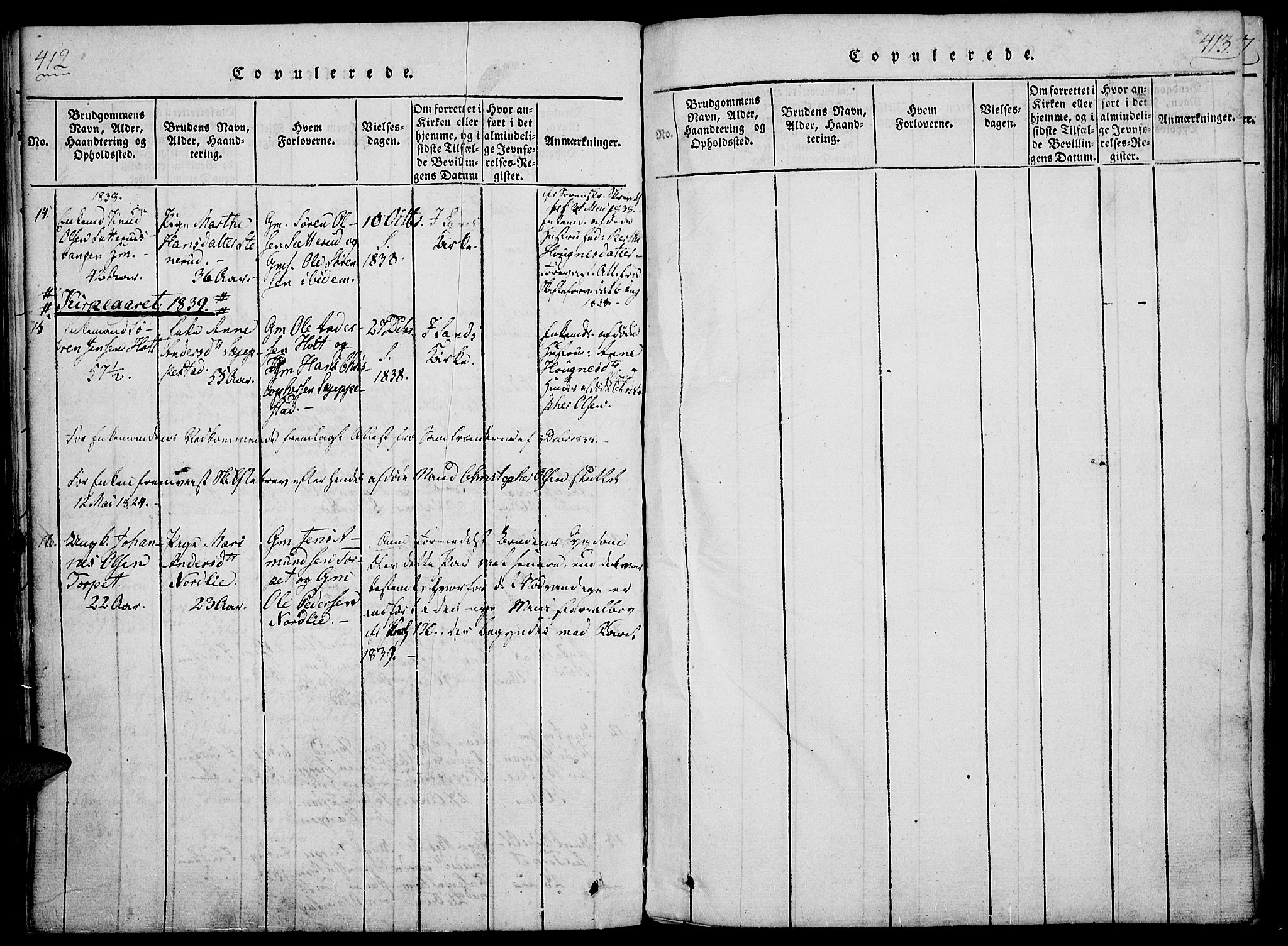 Nord-Odal prestekontor, AV/SAH-PREST-032/H/Ha/Haa/L0001: Parish register (official) no. 1, 1819-1838, p. 412-413