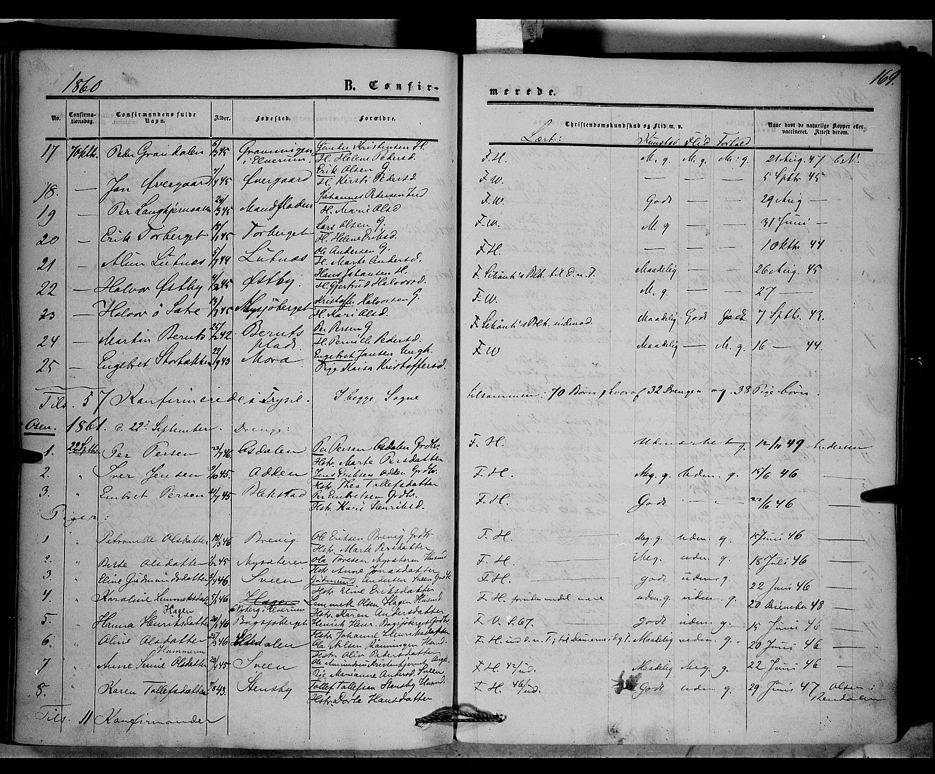 Trysil prestekontor, AV/SAH-PREST-046/H/Ha/Haa/L0005: Parish register (official) no. 5, 1851-1865, p. 169