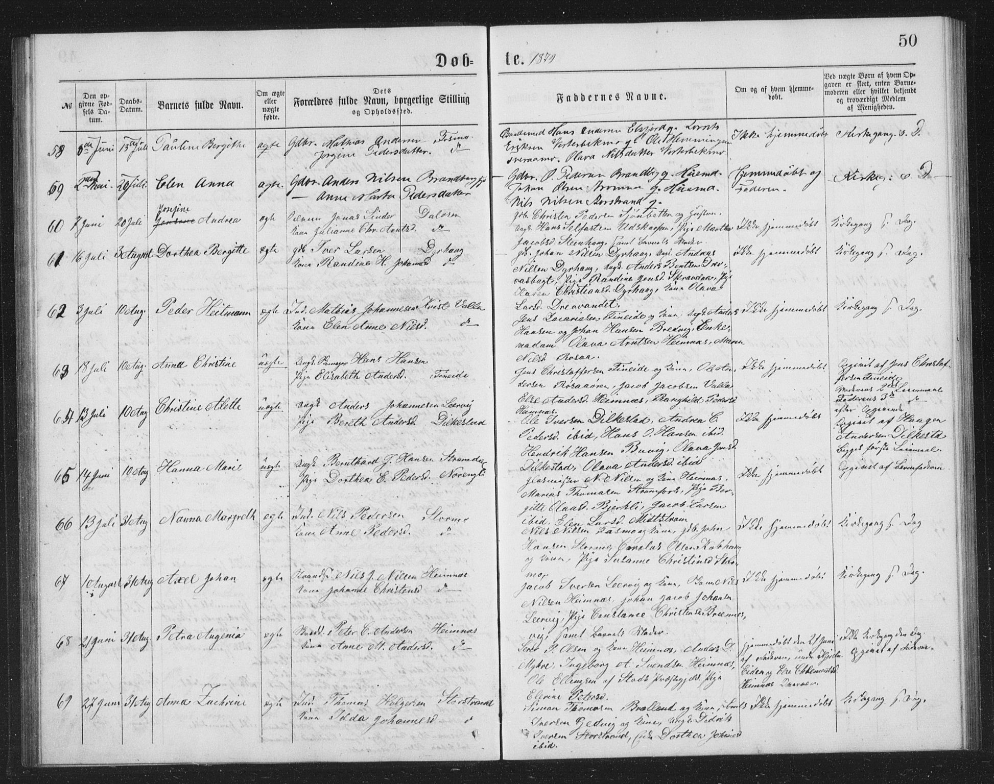 Ministerialprotokoller, klokkerbøker og fødselsregistre - Nordland, AV/SAT-A-1459/825/L0369: Parish register (copy) no. 825C06, 1873-1885, p. 50