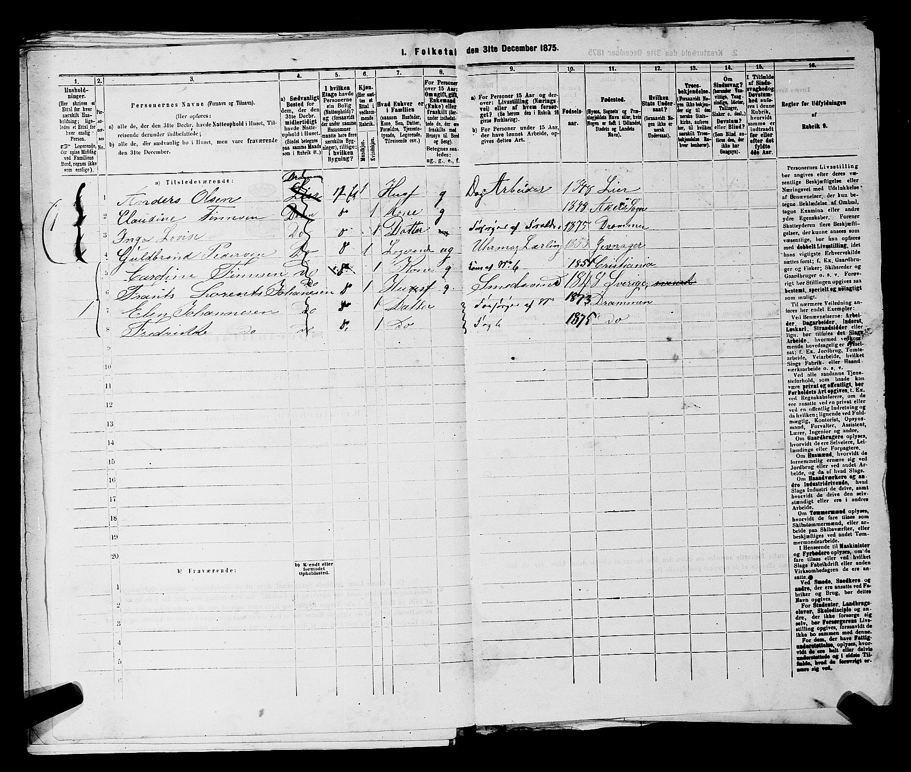 SAKO, 1875 census for 0602 Drammen, 1875, p. 1479