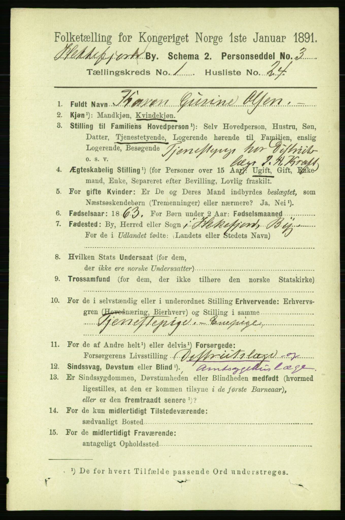 RA, 1891 census for 1004 Flekkefjord, 1891, p. 829