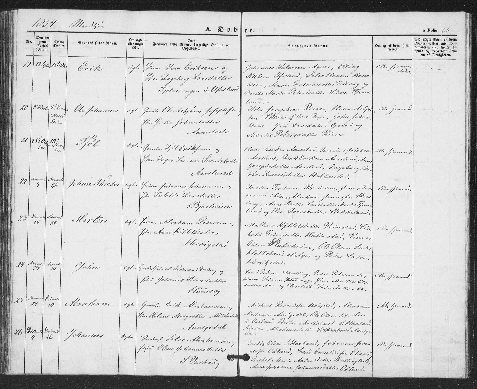Hå sokneprestkontor, SAST/A-101801/001/30BA/L0007: Parish register (official) no. A 6, 1842-1855, p. 68