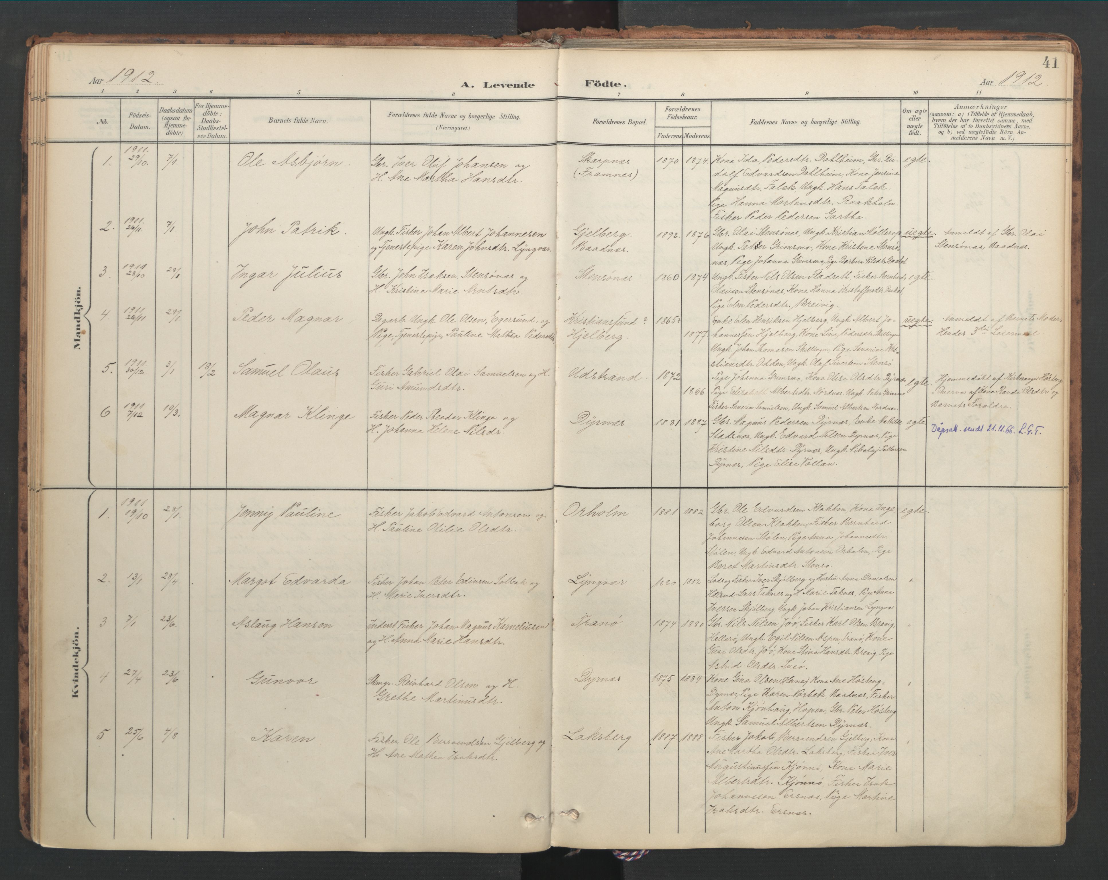 Ministerialprotokoller, klokkerbøker og fødselsregistre - Møre og Romsdal, SAT/A-1454/582/L0948: Parish register (official) no. 582A02, 1901-1922, p. 41