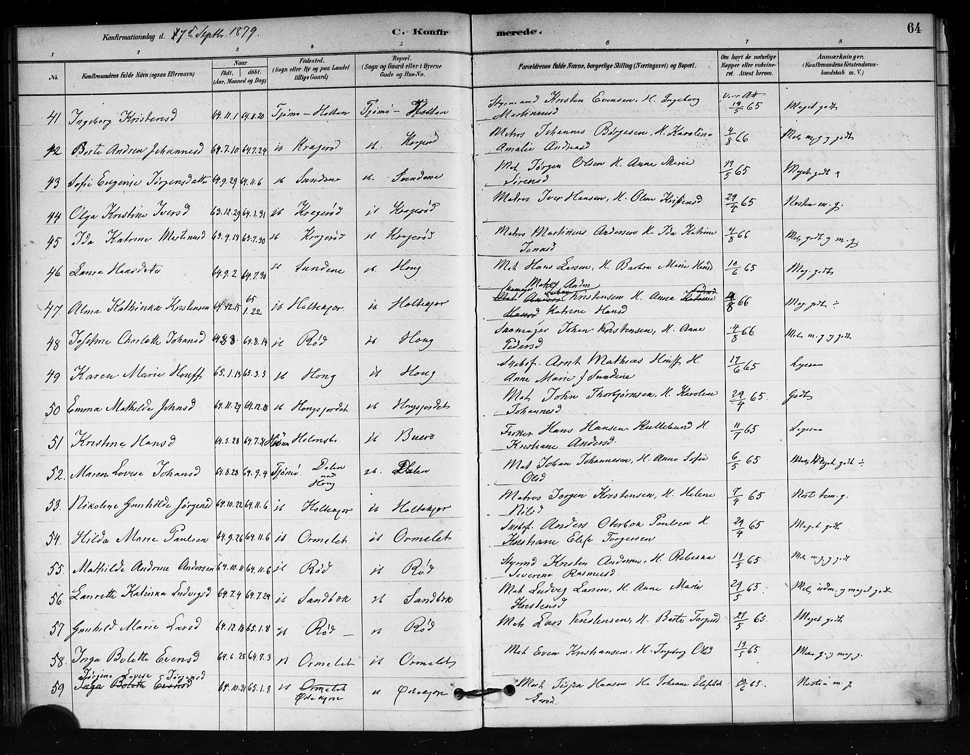 Tjøme kirkebøker, AV/SAKO-A-328/F/Fa/L0001: Parish register (official) no. I 1, 1879-1890, p. 64