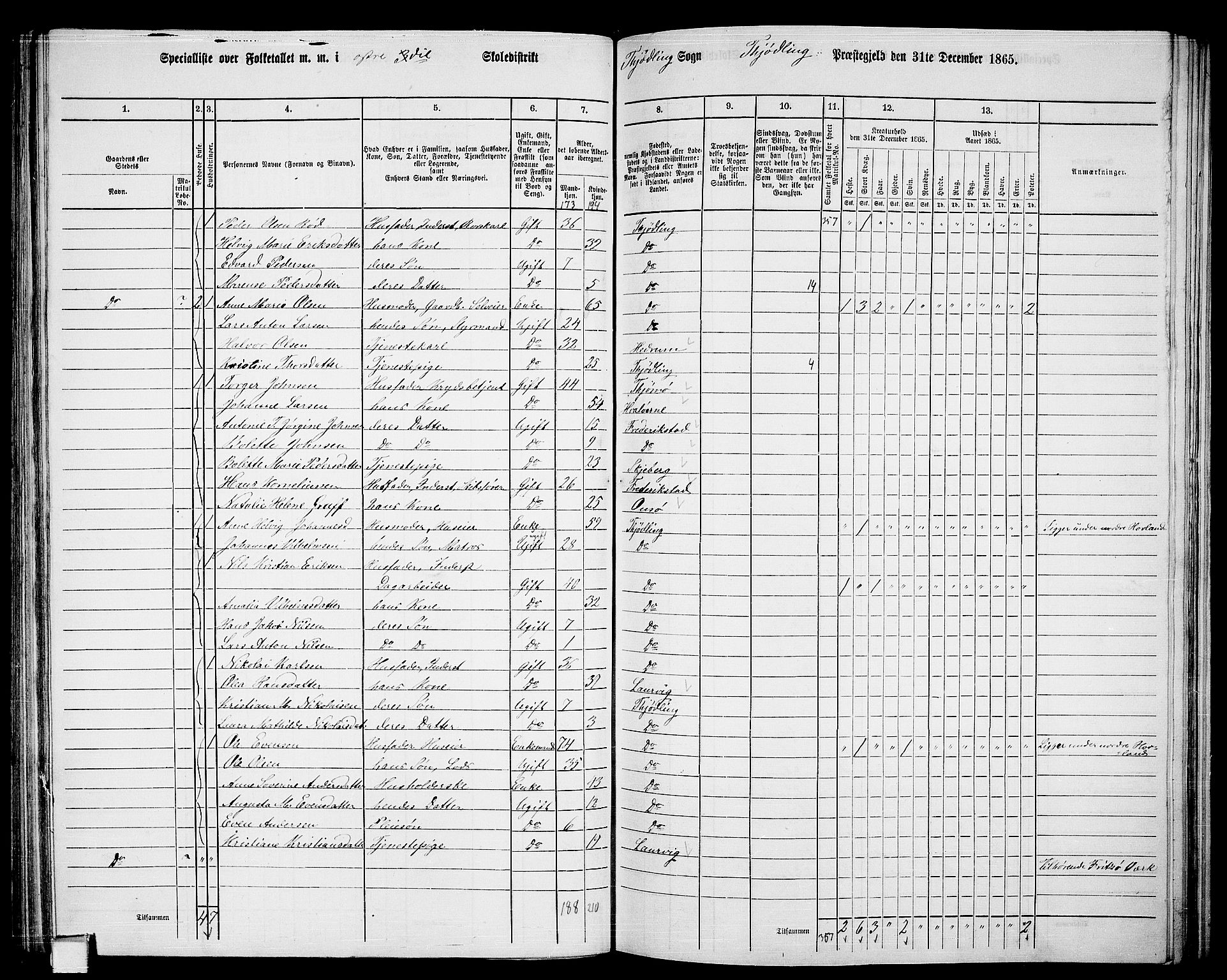 RA, 1865 census for Tjølling, 1865, p. 117