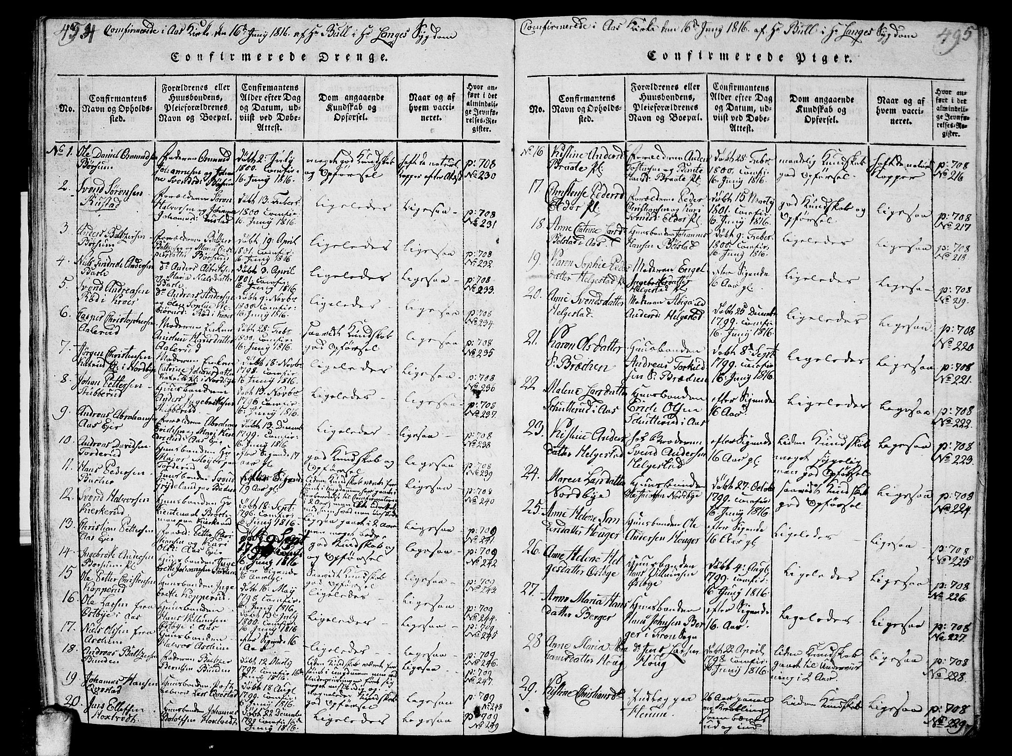 Ås prestekontor Kirkebøker, AV/SAO-A-10894/G/Ga/L0001: Parish register (copy) no. I 1, 1814-1820, p. 494-495