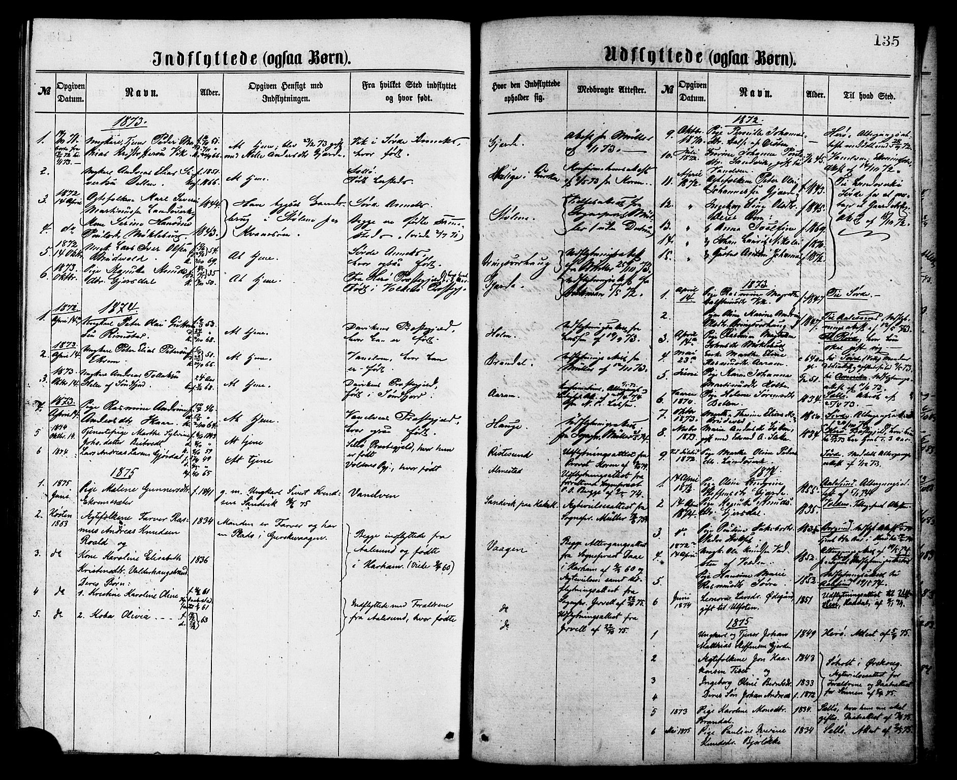 Ministerialprotokoller, klokkerbøker og fødselsregistre - Møre og Romsdal, AV/SAT-A-1454/503/L0035: Parish register (official) no. 503A03, 1865-1884, p. 135