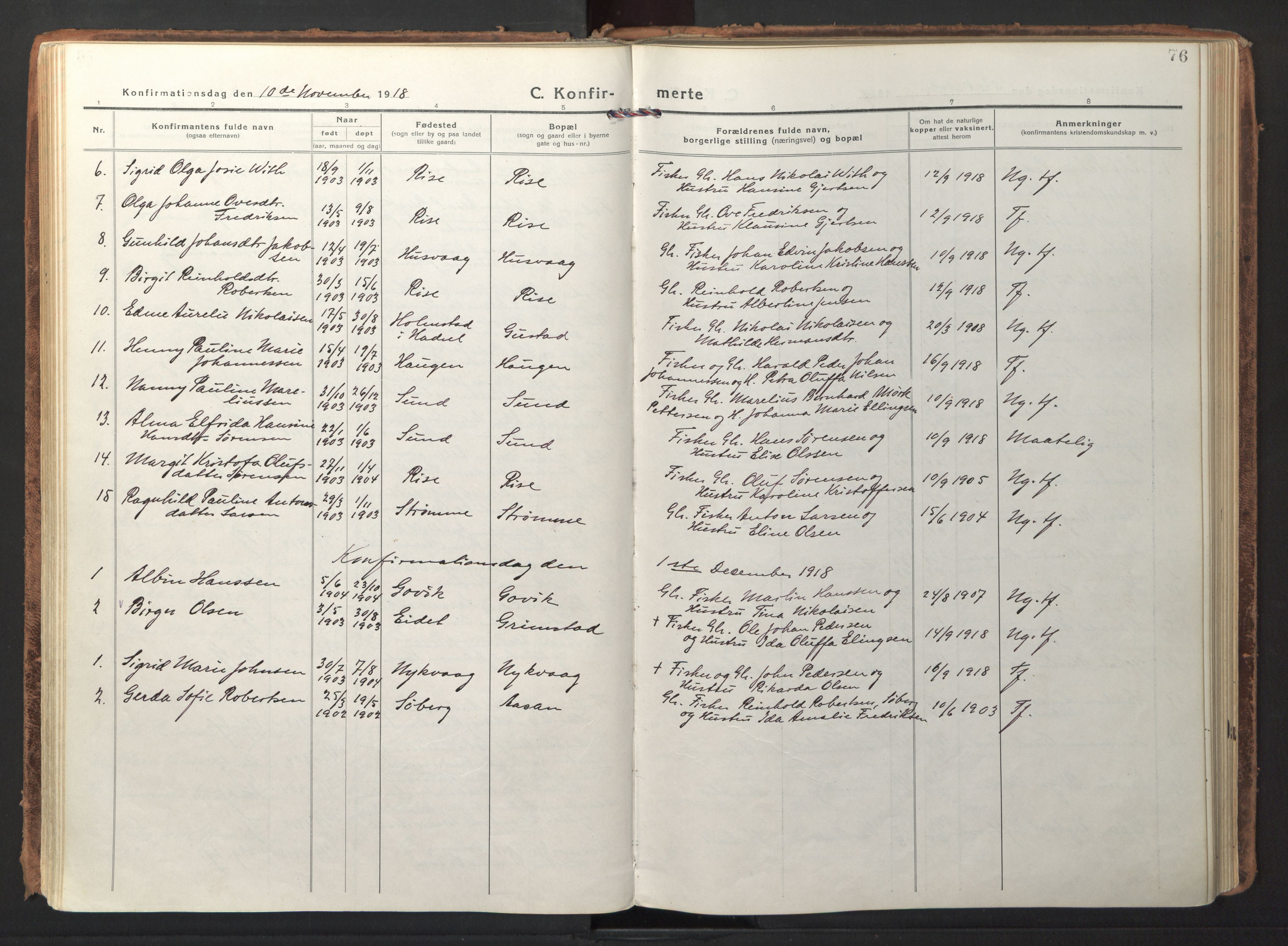 Ministerialprotokoller, klokkerbøker og fødselsregistre - Nordland, AV/SAT-A-1459/892/L1323: Parish register (official) no. 892A04, 1917-1934, p. 76