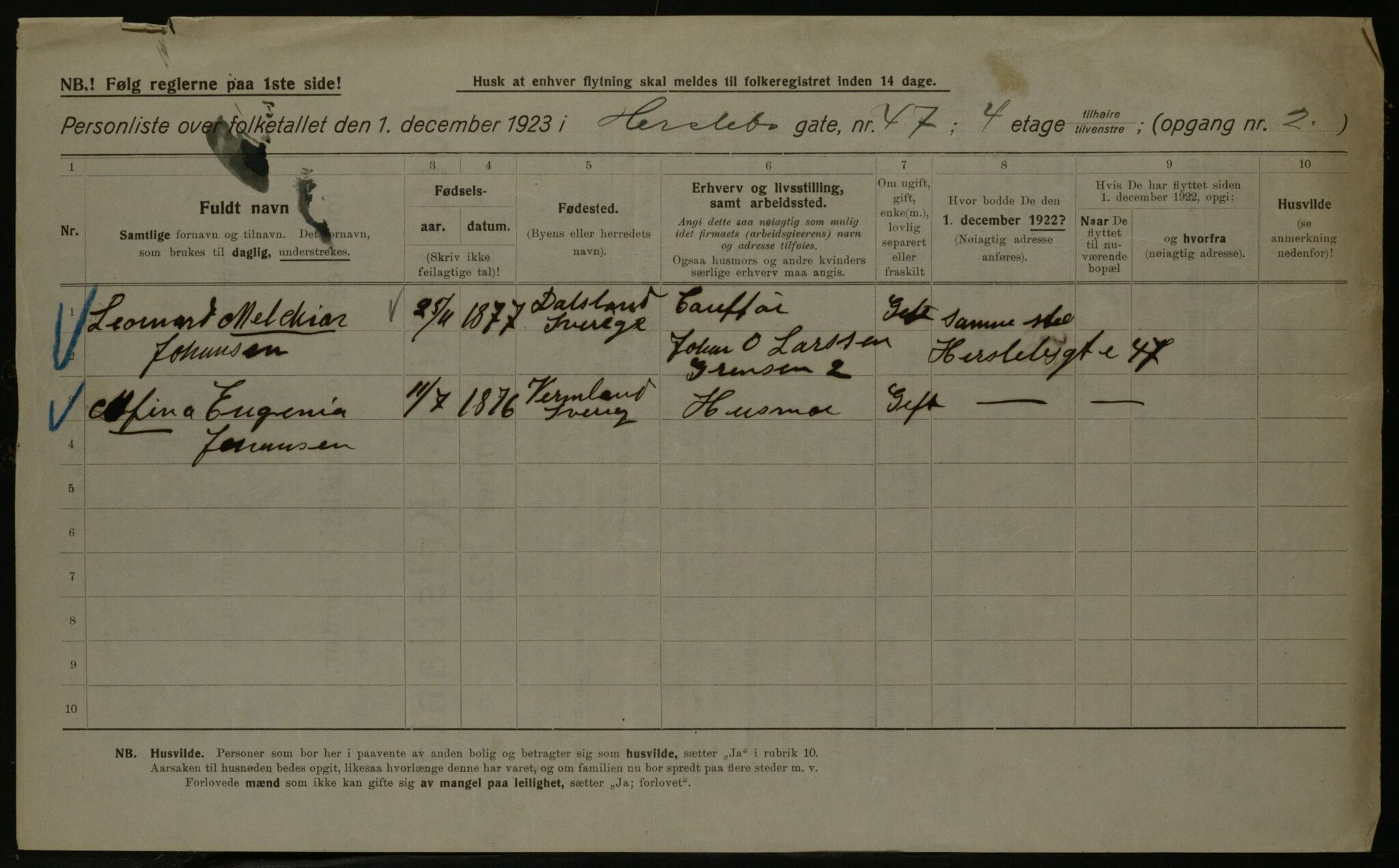 OBA, Municipal Census 1923 for Kristiania, 1923, p. 44641