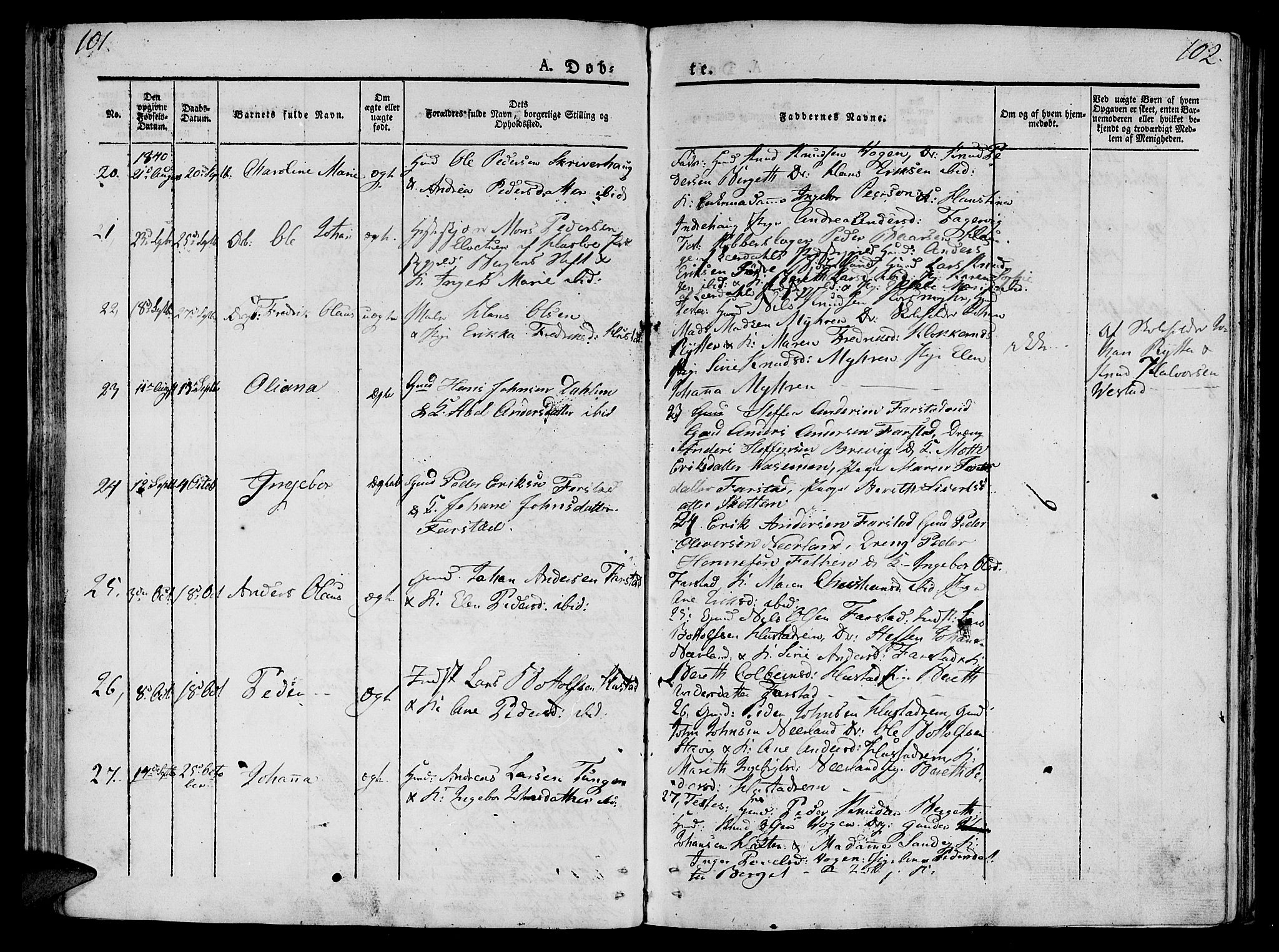 Ministerialprotokoller, klokkerbøker og fødselsregistre - Møre og Romsdal, AV/SAT-A-1454/566/L0765: Parish register (official) no. 566A04, 1829-1841, p. 101-102