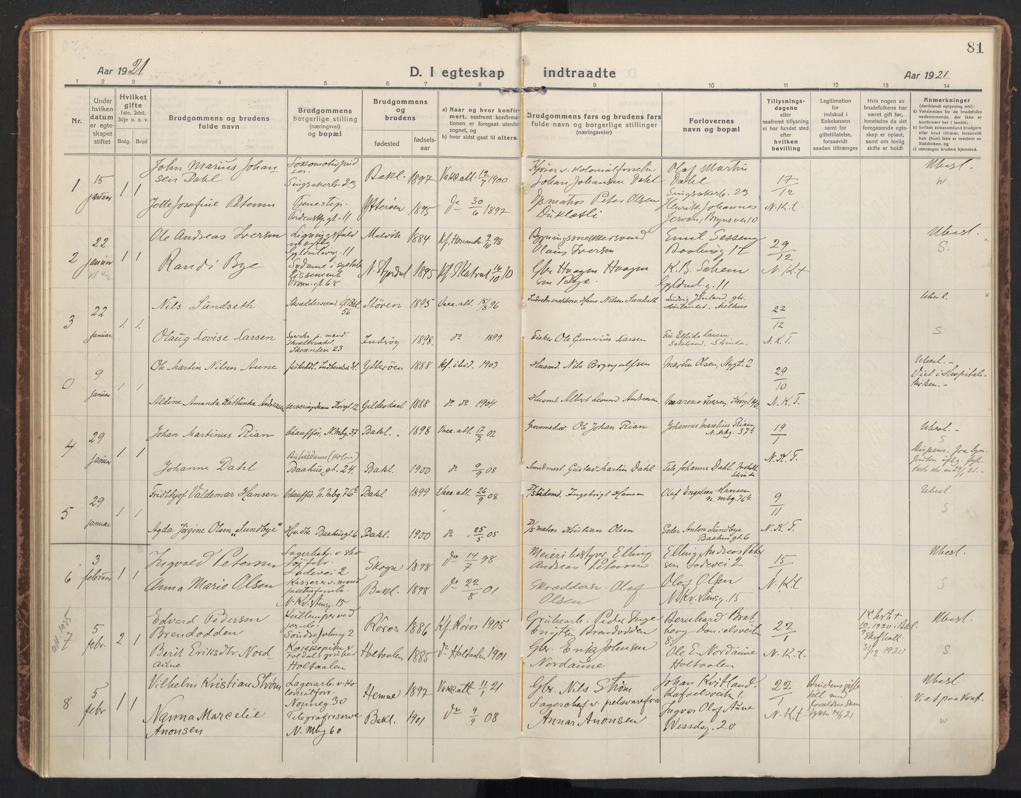 Ministerialprotokoller, klokkerbøker og fødselsregistre - Sør-Trøndelag, AV/SAT-A-1456/604/L0206: Parish register (official) no. 604A26, 1917-1931, p. 81