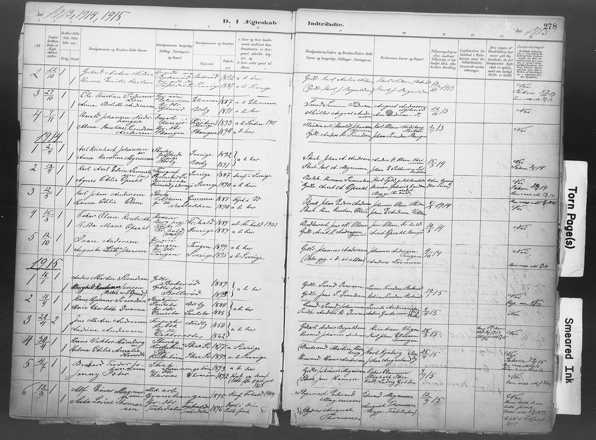 Idd prestekontor Kirkebøker, SAO/A-10911/F/Fb/L0002: Parish register (official) no. II 2, 1882-1923, p. 278