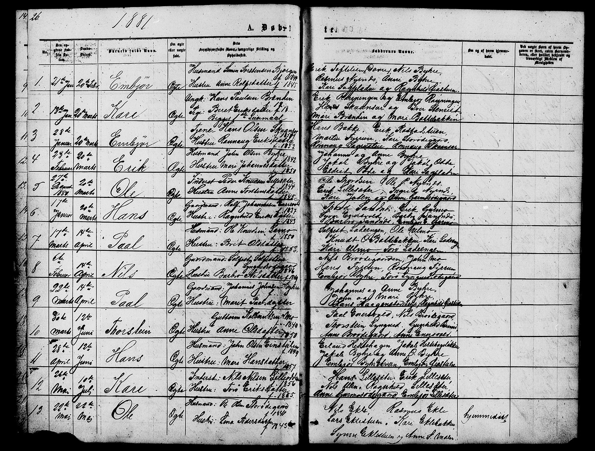 Lom prestekontor, SAH/PREST-070/L/L0005: Parish register (copy) no. 5, 1876-1901, p. 26-27
