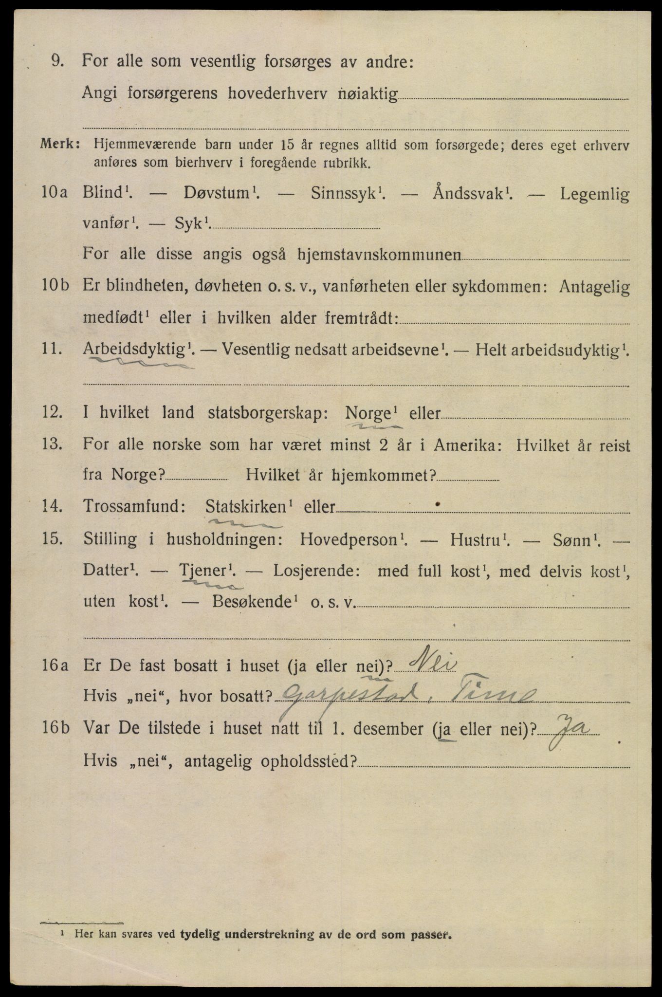 SAST, 1920 census for Gjesdal, 1920, p. 1033