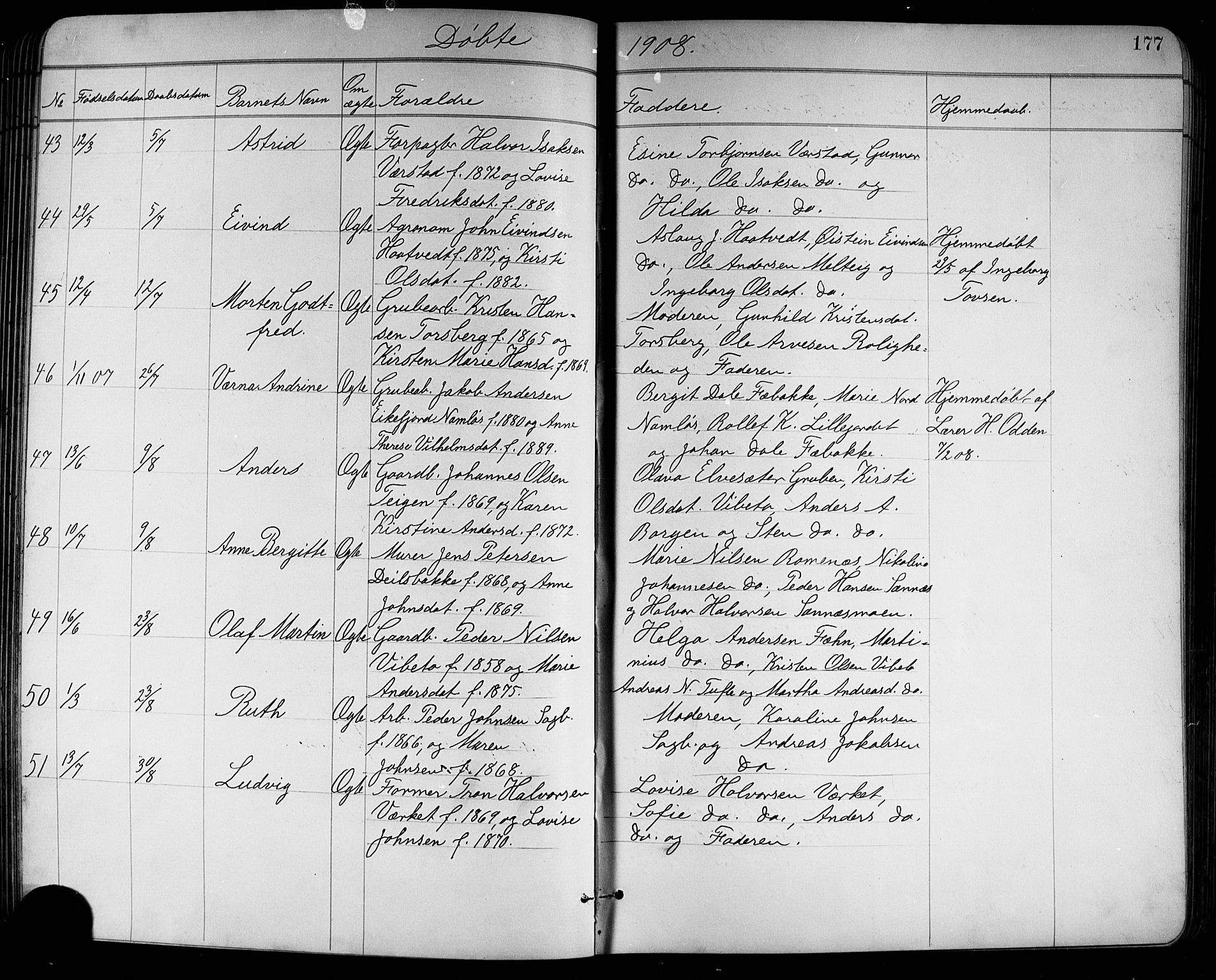 Holla kirkebøker, AV/SAKO-A-272/G/Ga/L0005: Parish register (copy) no. I 5, 1891-1917, p. 177