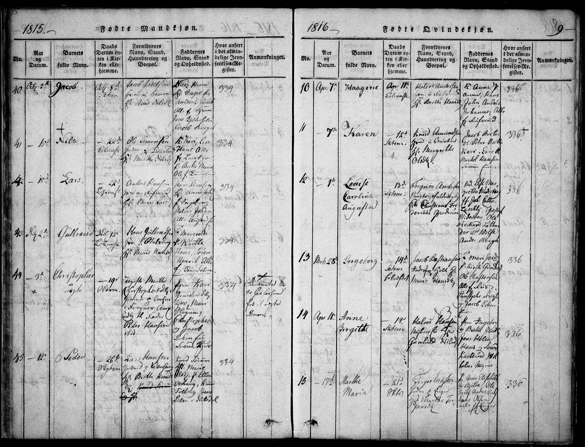 Skedsmo prestekontor Kirkebøker, SAO/A-10033a/F/Fa/L0008: Parish register (official) no. I 8, 1815-1829, p. 9