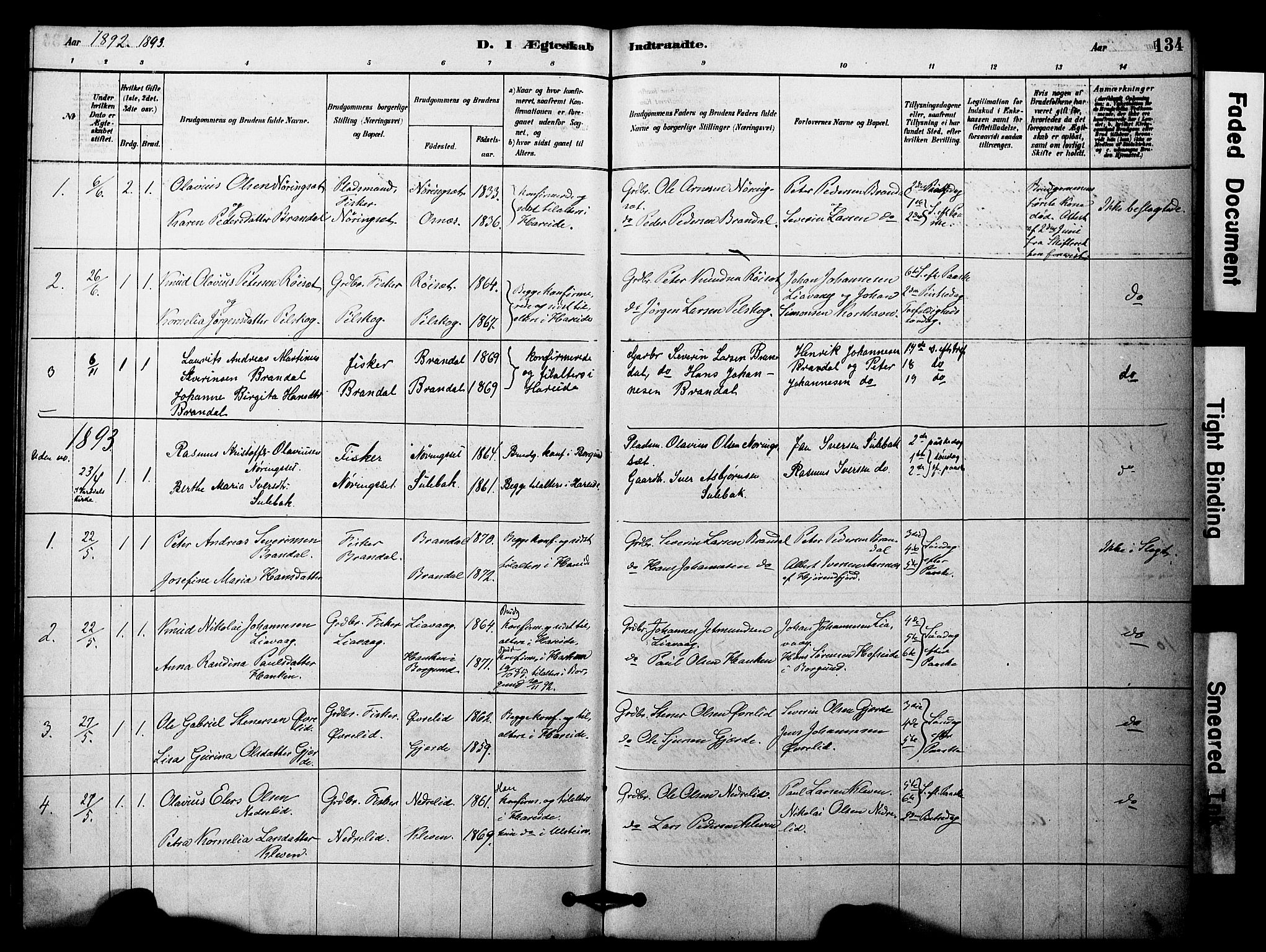 Ministerialprotokoller, klokkerbøker og fødselsregistre - Møre og Romsdal, SAT/A-1454/510/L0122: Parish register (official) no. 510A02, 1878-1897, p. 134