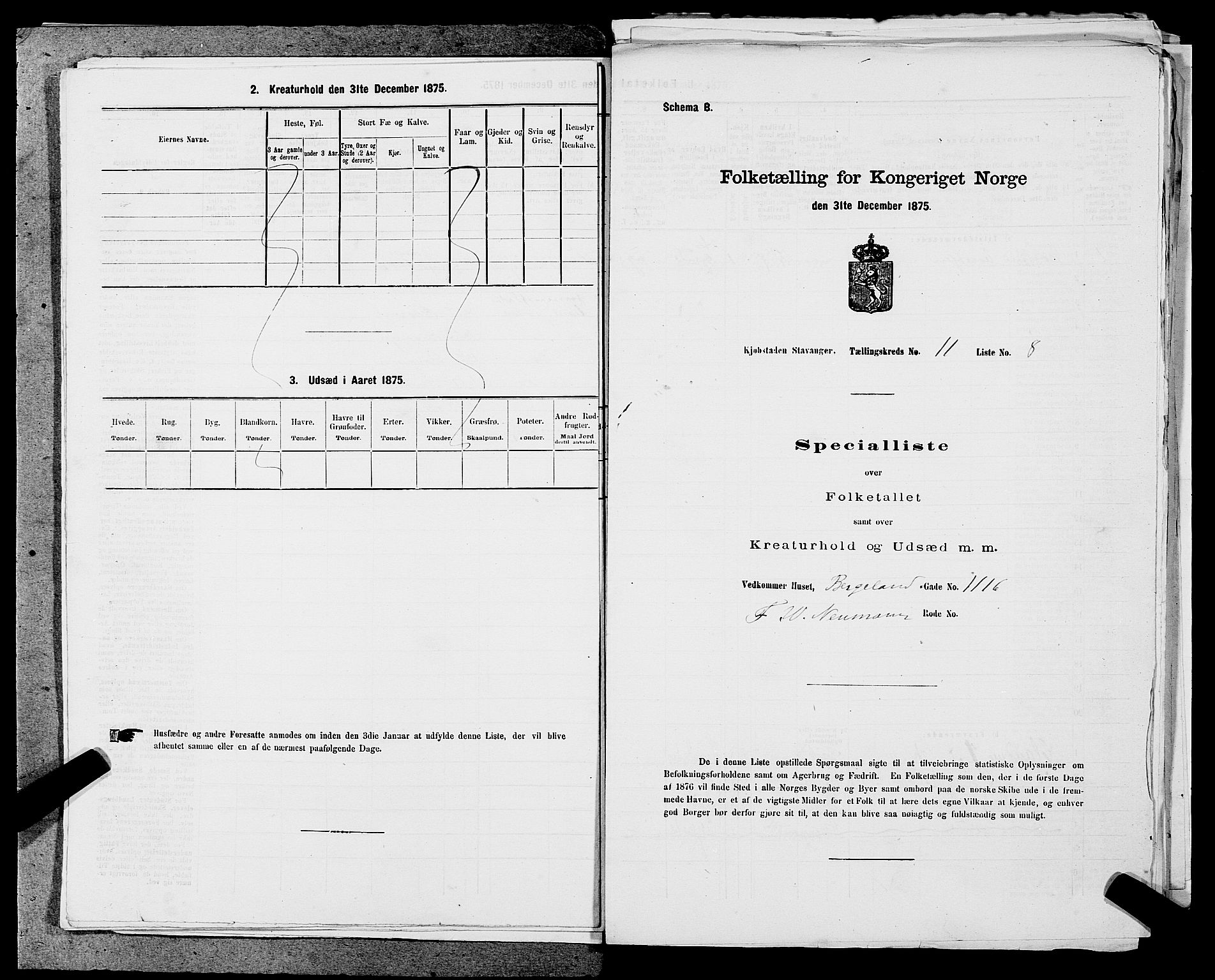 SAST, 1875 census for 1103 Stavanger, 1875, p. 2058