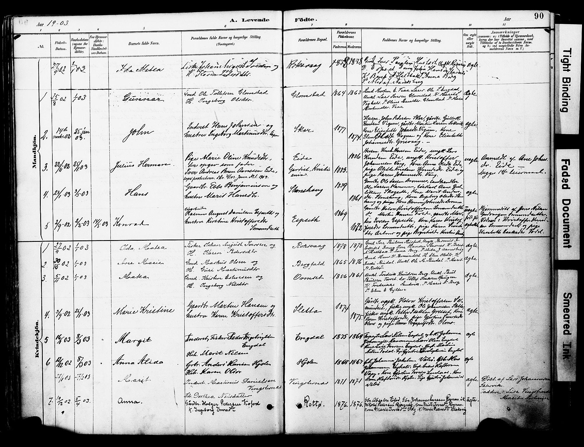 Ministerialprotokoller, klokkerbøker og fødselsregistre - Møre og Romsdal, AV/SAT-A-1454/578/L0907: Parish register (official) no. 578A06, 1887-1904, p. 90