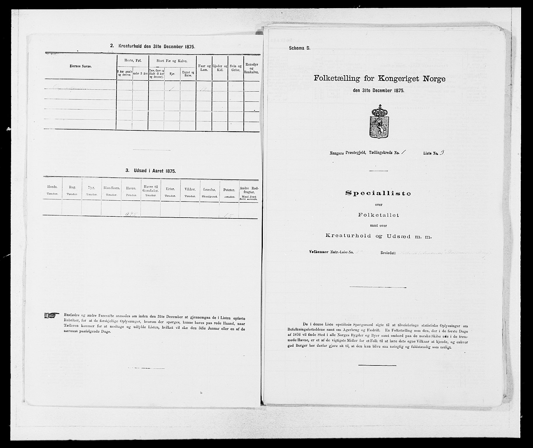 SAB, 1875 census for 1261P Manger, 1875, p. 39