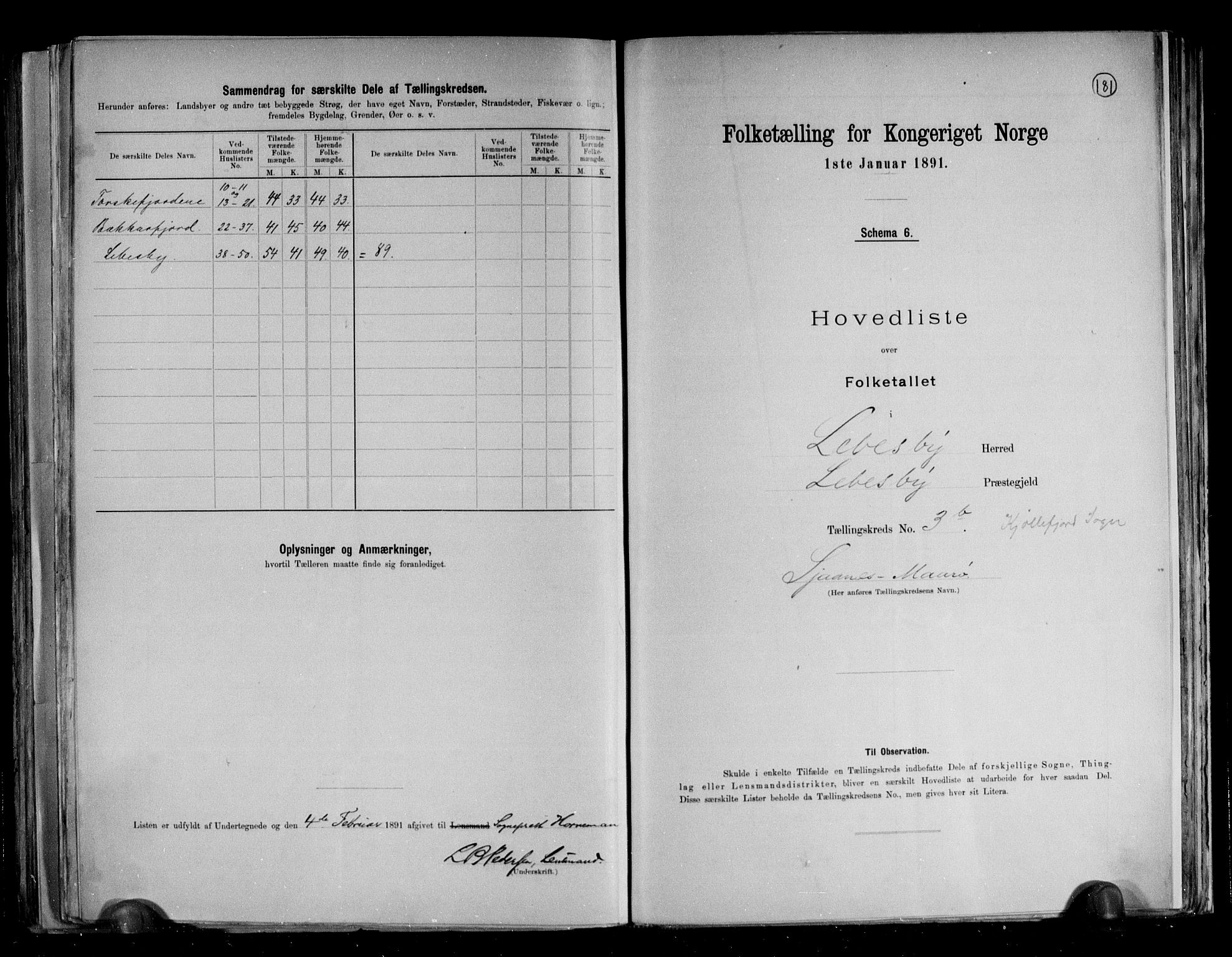 RA, 1891 census for 2022 Lebesby, 1891, p. 14