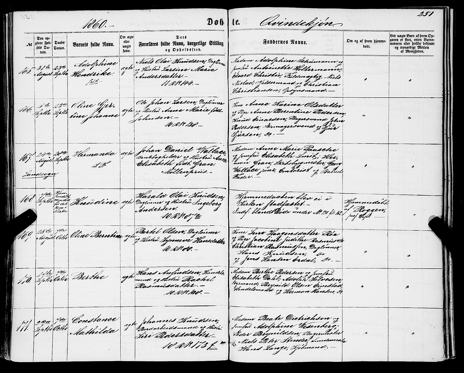 Domkirken sokneprestembete, AV/SAB-A-74801/H/Haa/L0021: Parish register (official) no. B 4, 1859-1871, p. 251