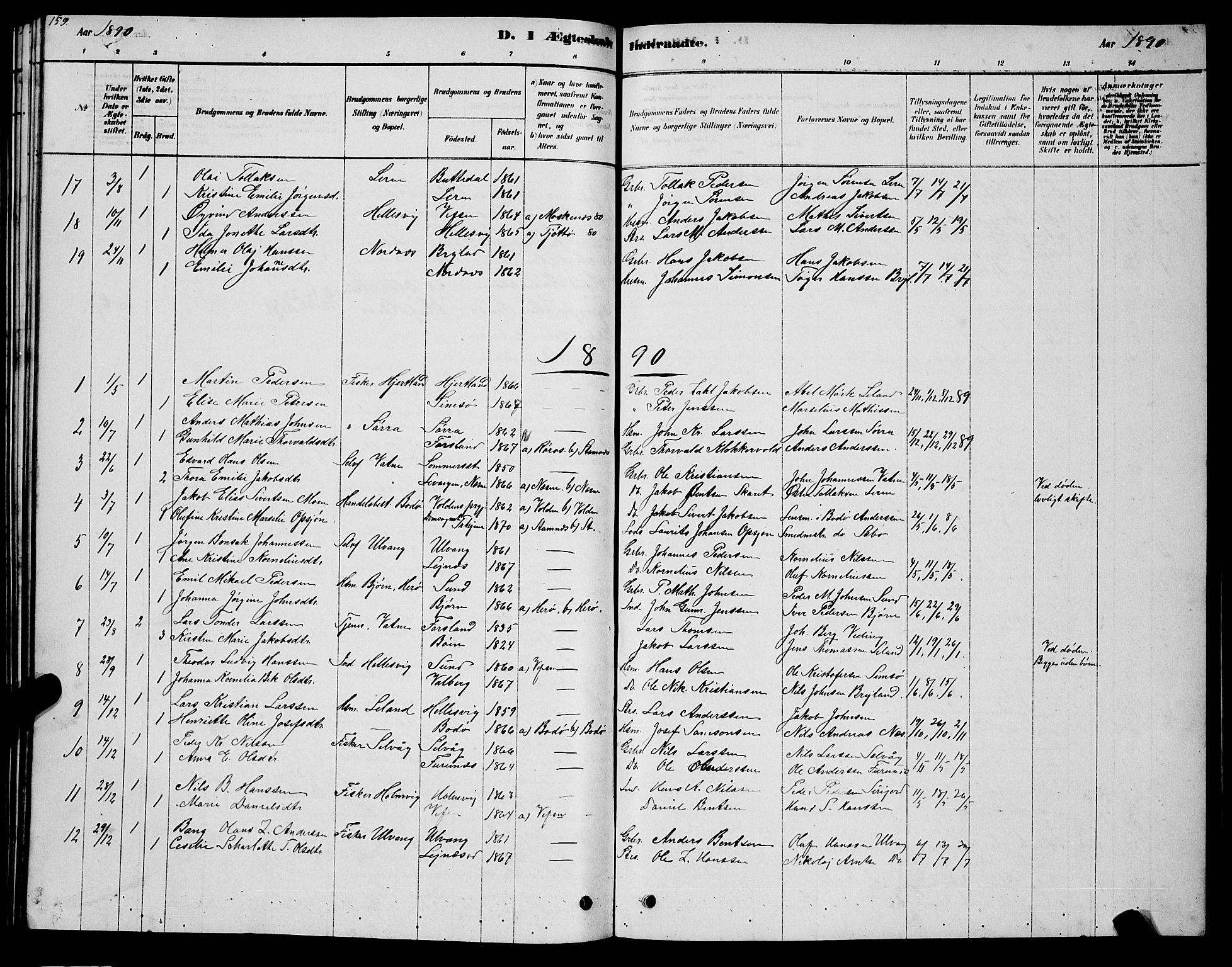 Ministerialprotokoller, klokkerbøker og fødselsregistre - Nordland, AV/SAT-A-1459/831/L0477: Parish register (copy) no. 831C04, 1878-1897, p. 159