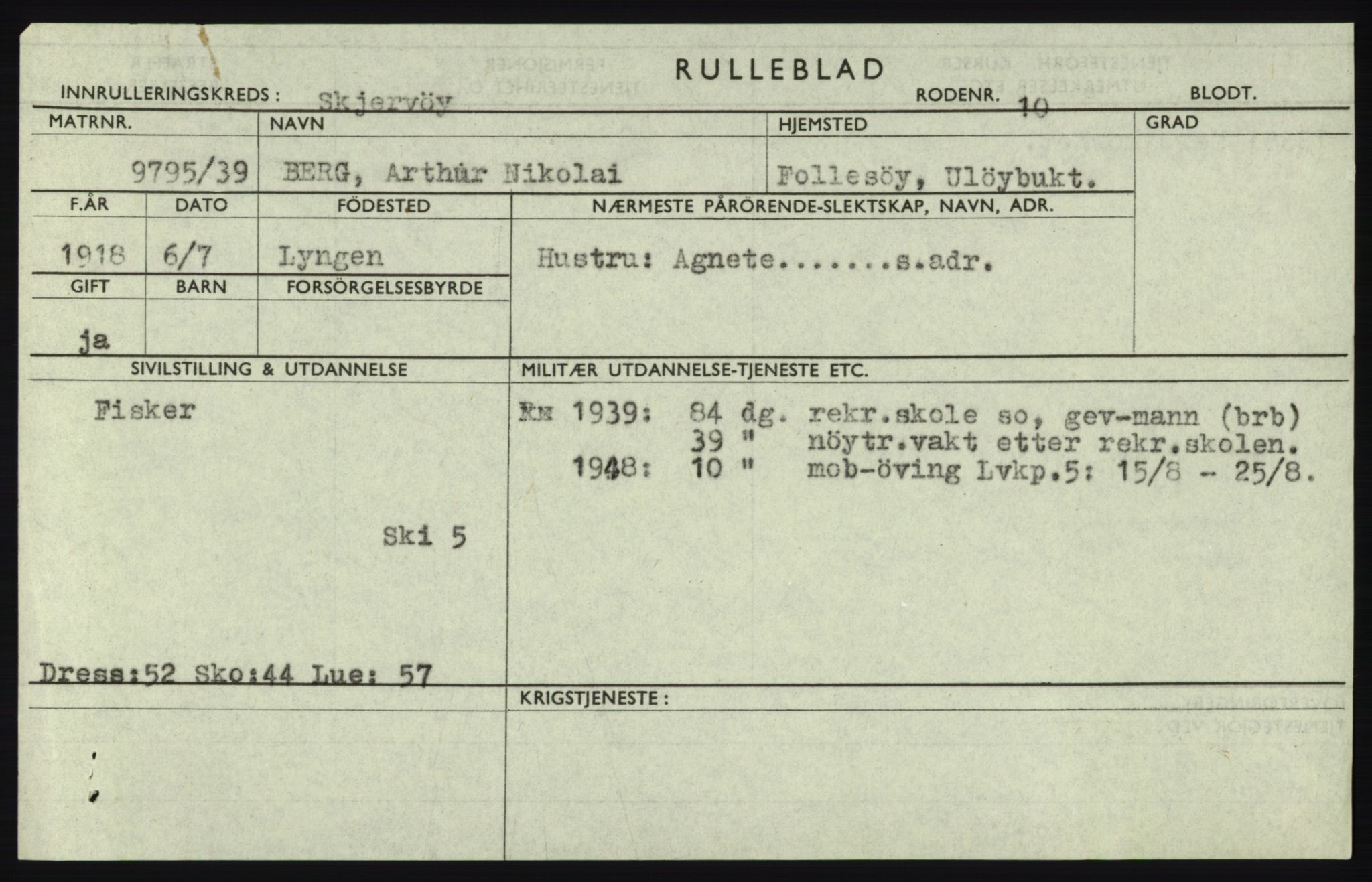 Forsvaret, Troms infanteriregiment nr. 16, AV/RA-RAFA-3146/P/Pa/L0023: Rulleblad for regimentets menige mannskaper, årsklasse 1939, 1939, p. 107