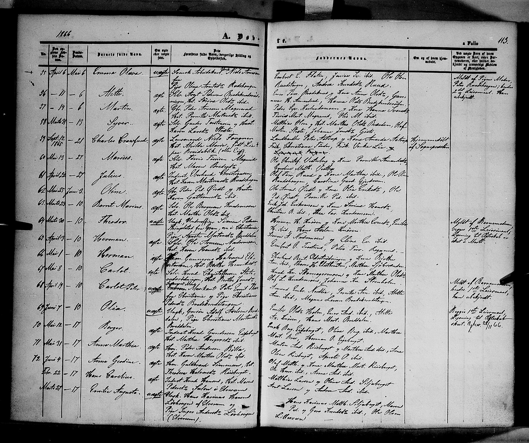 Våler prestekontor, Hedmark, AV/SAH-PREST-040/H/Ha/Haa/L0001: Parish register (official) no. 1, 1849-1878, p. 113