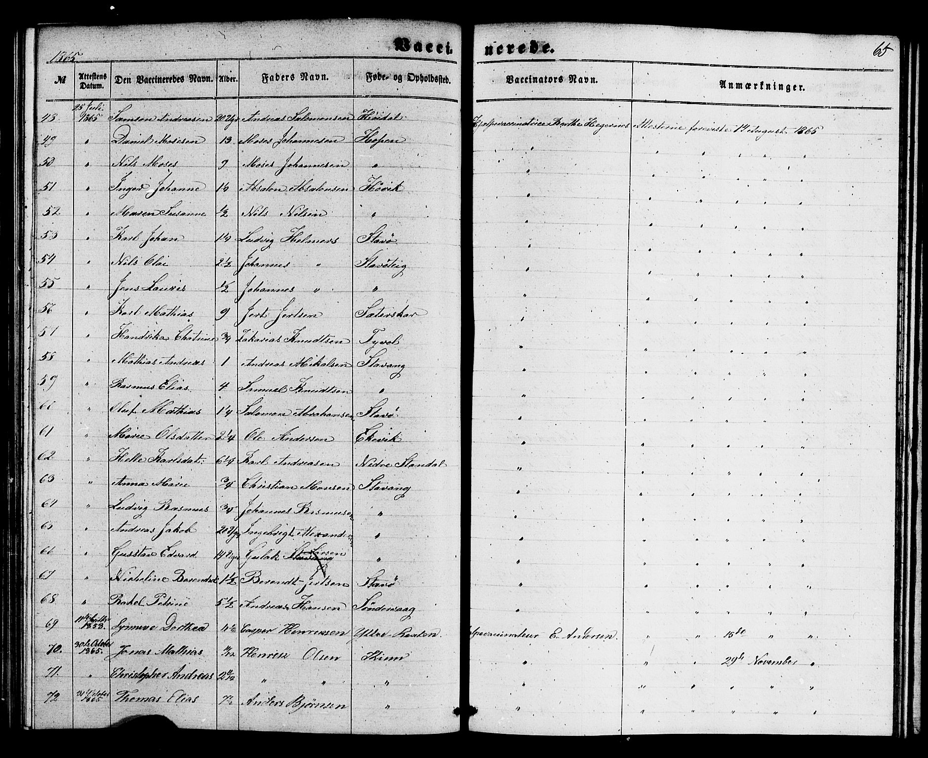 Kinn sokneprestembete, AV/SAB-A-80801/H/Haa/Haaa/L0017: Parish register (official) no. A 17, 1858-1867, p. 65