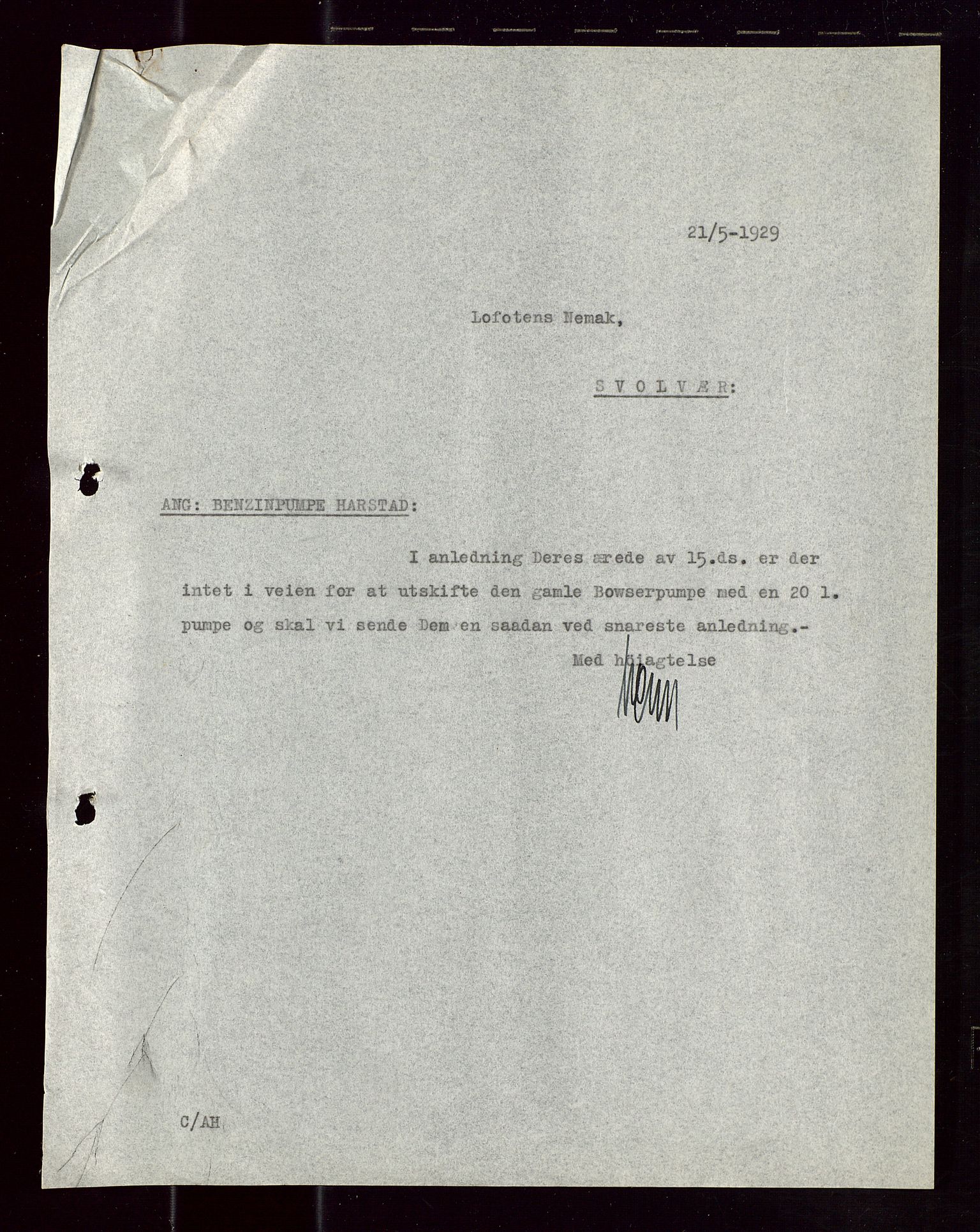 Pa 1521 - A/S Norske Shell, AV/SAST-A-101915/E/Ea/Eaa/L0018: Sjefskorrespondanse, 1929, p. 24