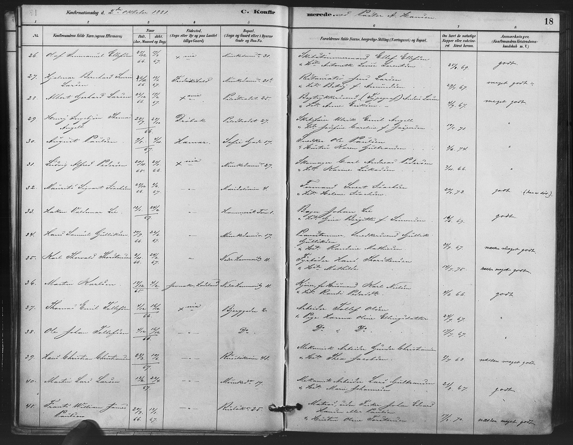 Trefoldighet prestekontor Kirkebøker, AV/SAO-A-10882/F/Fb/L0003: Parish register (official) no. II 3, 1881-1895, p. 18