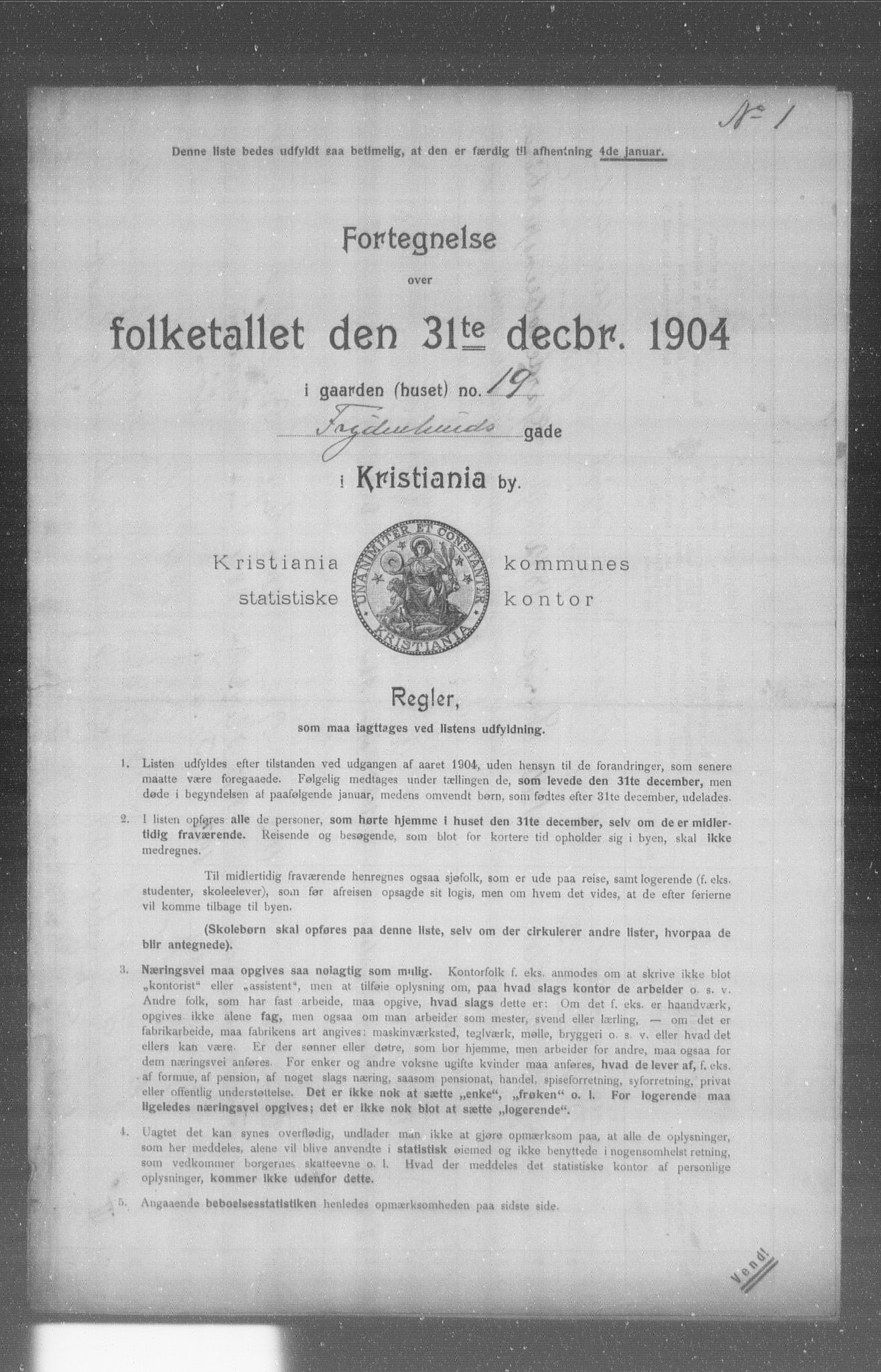 OBA, Municipal Census 1904 for Kristiania, 1904, p. 5712