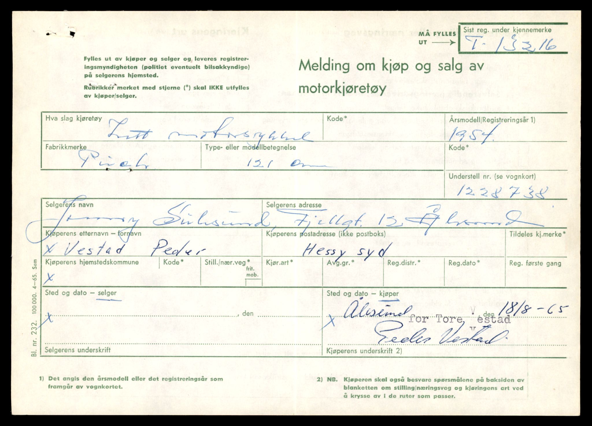 Møre og Romsdal vegkontor - Ålesund trafikkstasjon, AV/SAT-A-4099/F/Fe/L0038: Registreringskort for kjøretøy T 13180 - T 13360, 1927-1998, p. 629