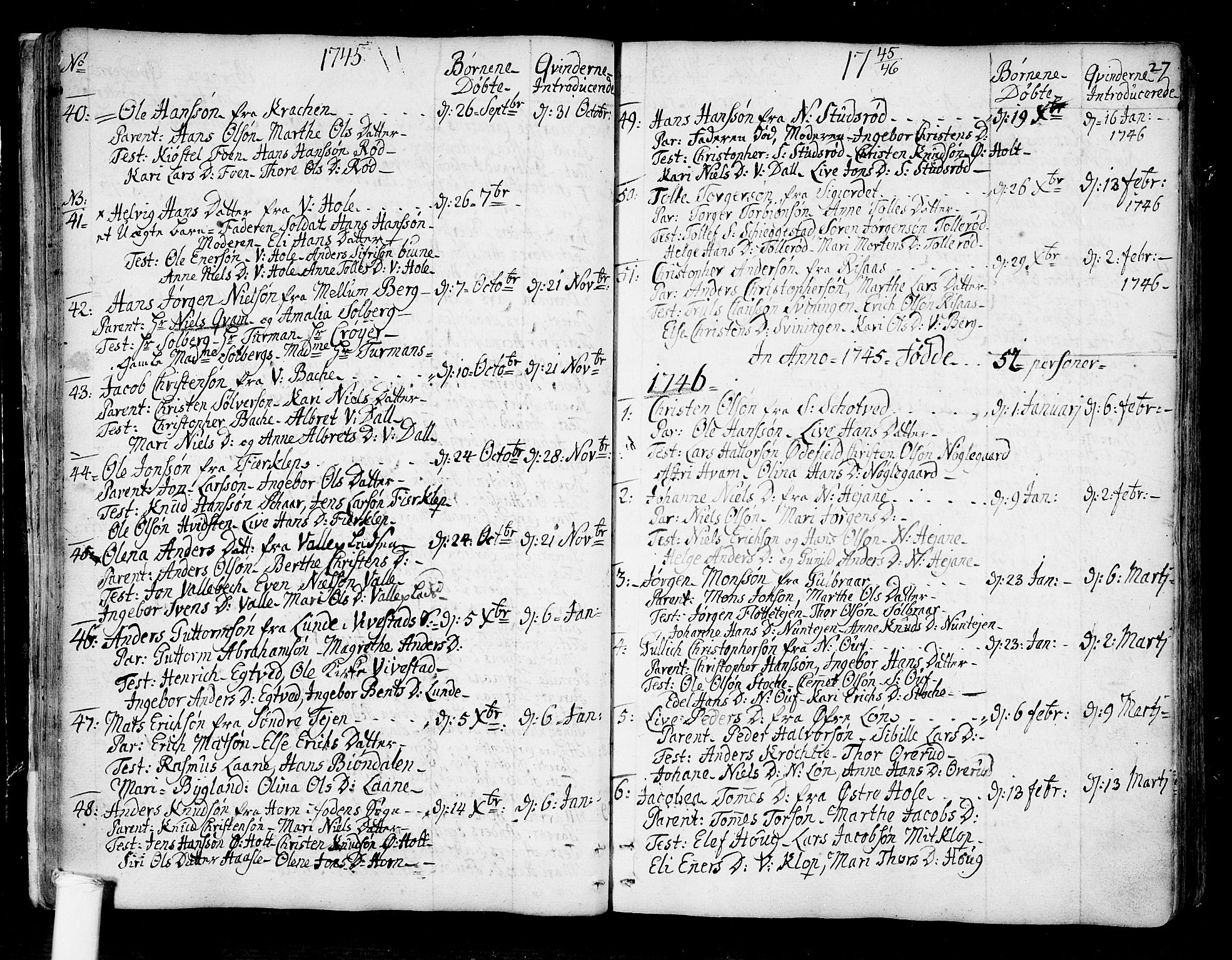 Ramnes kirkebøker, SAKO/A-314/F/Fa/L0001: Parish register (official) no. I 1, 1732-1774, p. 27