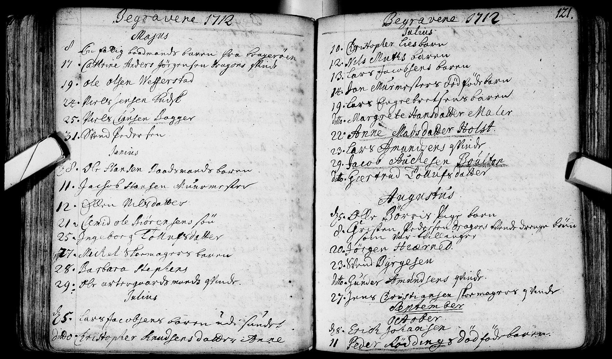 Bragernes kirkebøker, AV/SAKO-A-6/F/Fa/L0003: Parish register (official) no. I 3, 1706-1734, p. 121